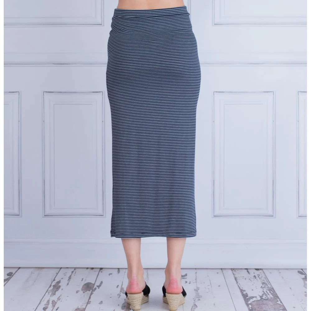 Alembika Long Stripe Tube Jersey Skirt Navy/White - Image 4