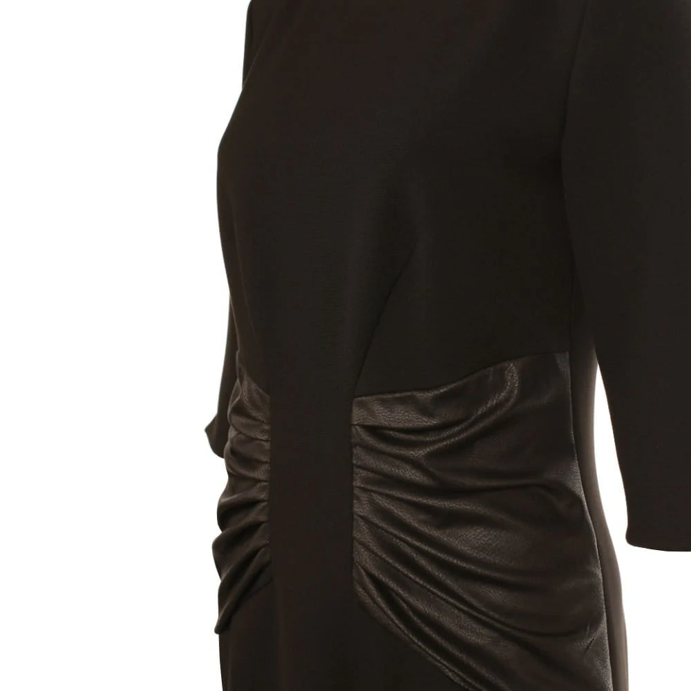 Anna's Dress Affair Faux Leather Detail Dress Black - Image 4