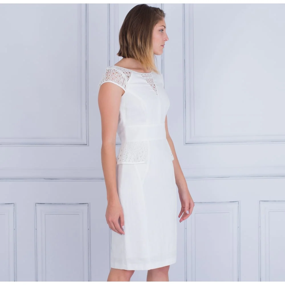 Apanage Lace Cut Out Peplum Dress White - Image 3