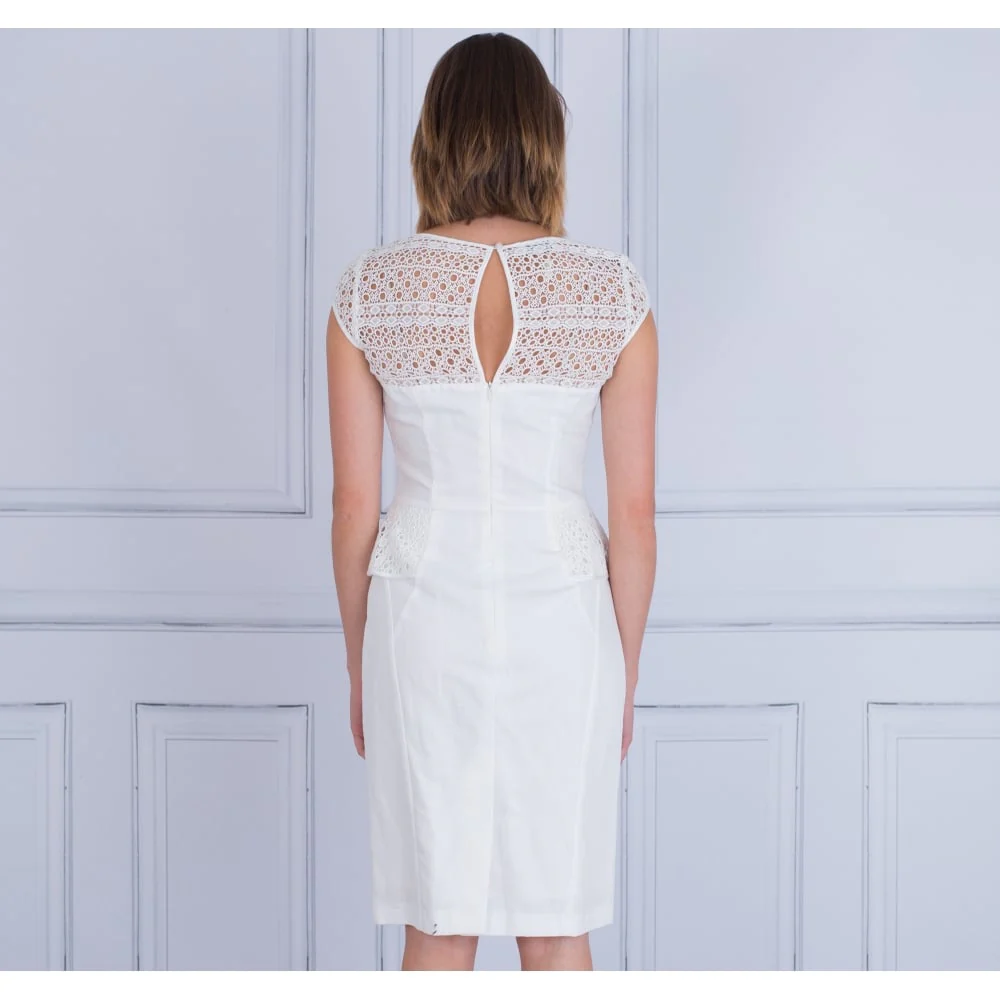Apanage Lace Cut Out Peplum Dress White - Image 4