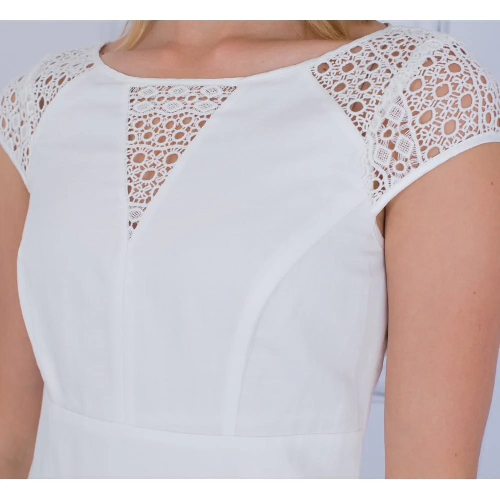 Apanage Lace Cut Out Peplum Dress White - Image 5