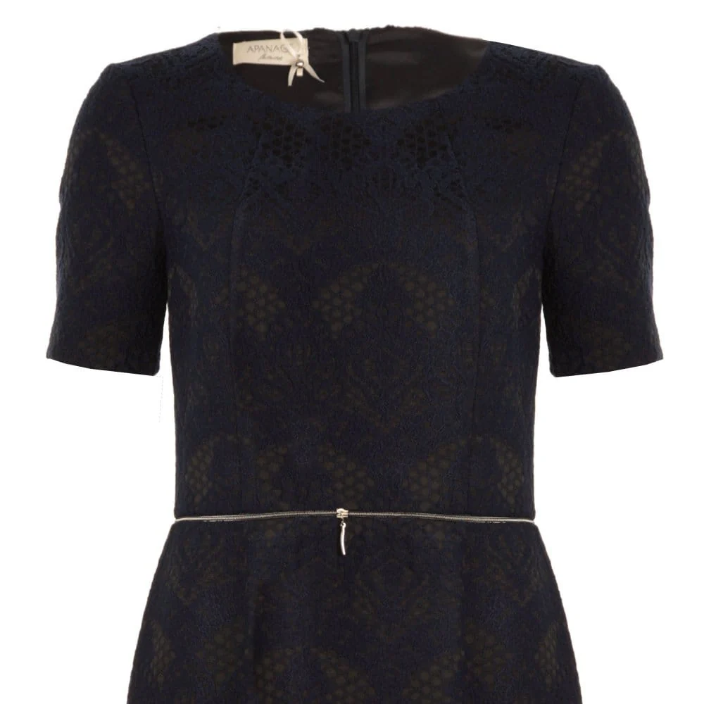 Apanage Lace Dress With Zip Navy - Image 5