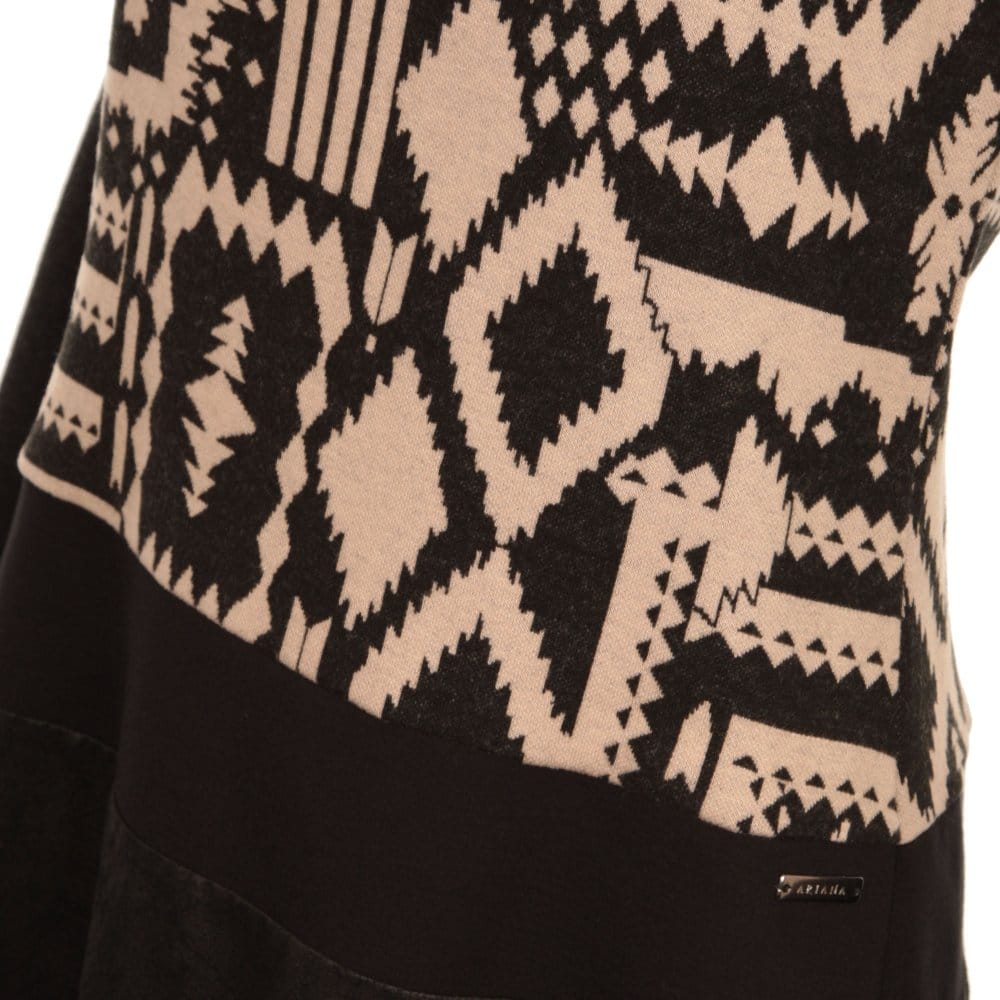 Ariana Leather Print Tunic Black & Camel - Image 6