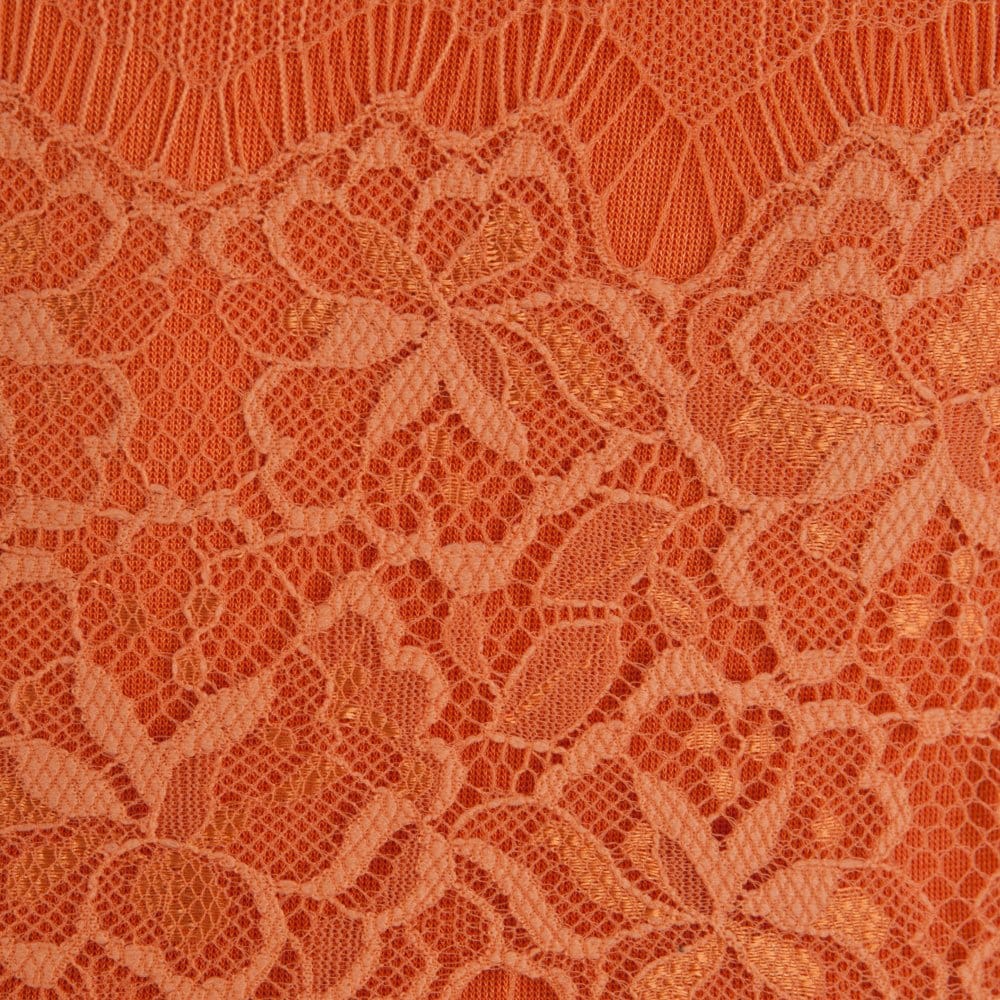 Body Frock Lace Belted Dress With Short Sleeves Orange - Image 4