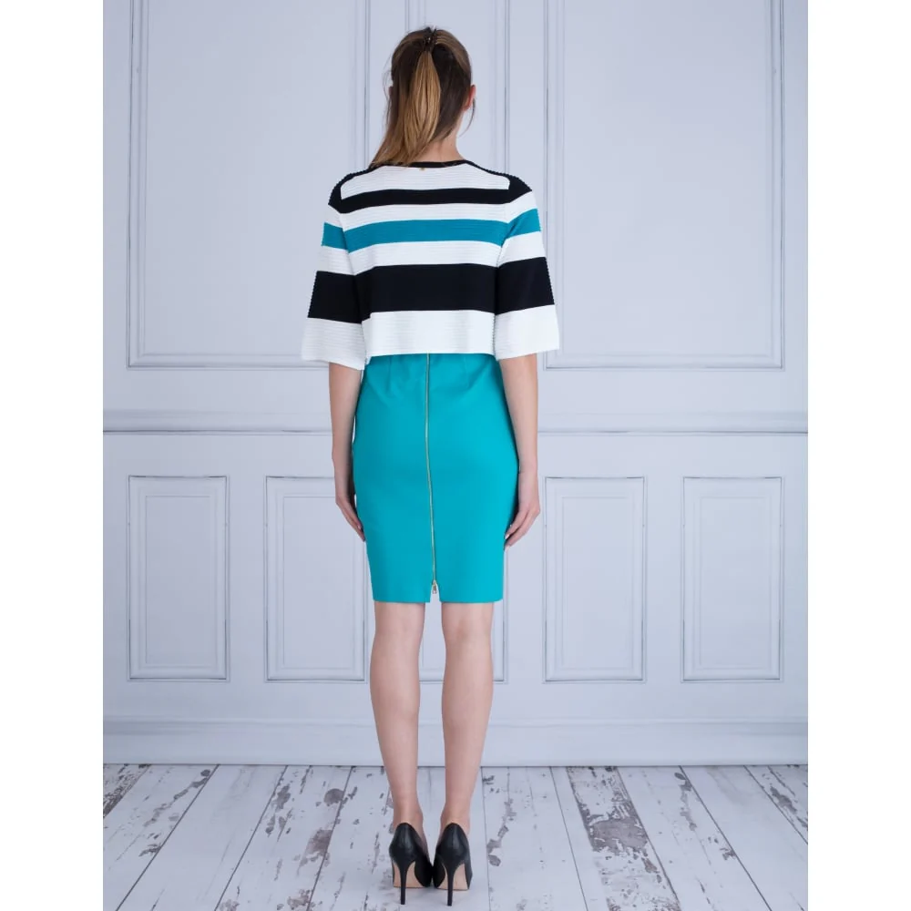 Caractere 3/4 Wide Sleeve Stripe Ribbed Cardigan Multi - Image 4