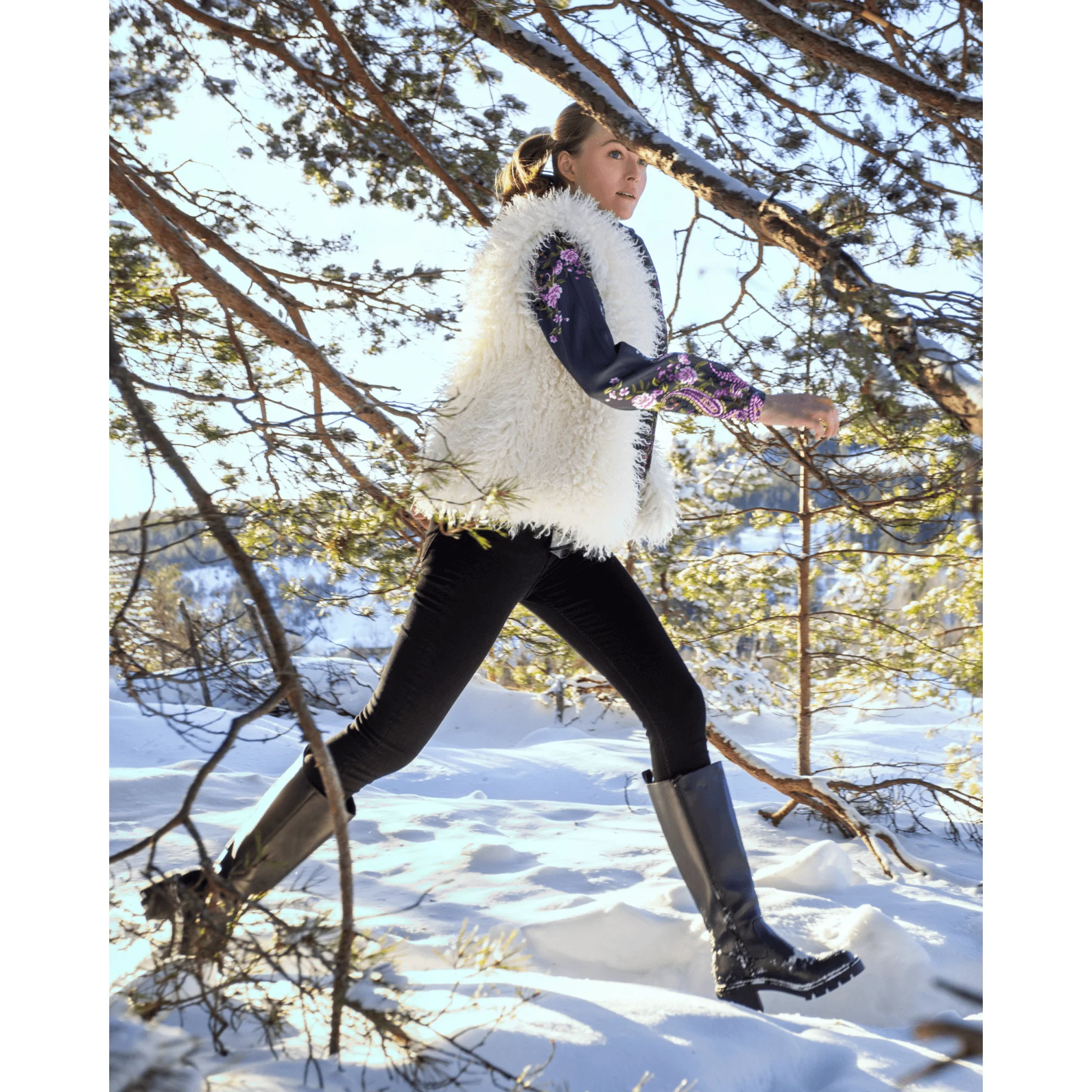 Charlotte Sparre Tibet Mongolian Reversible Shearling Gilet Cream - Image 3