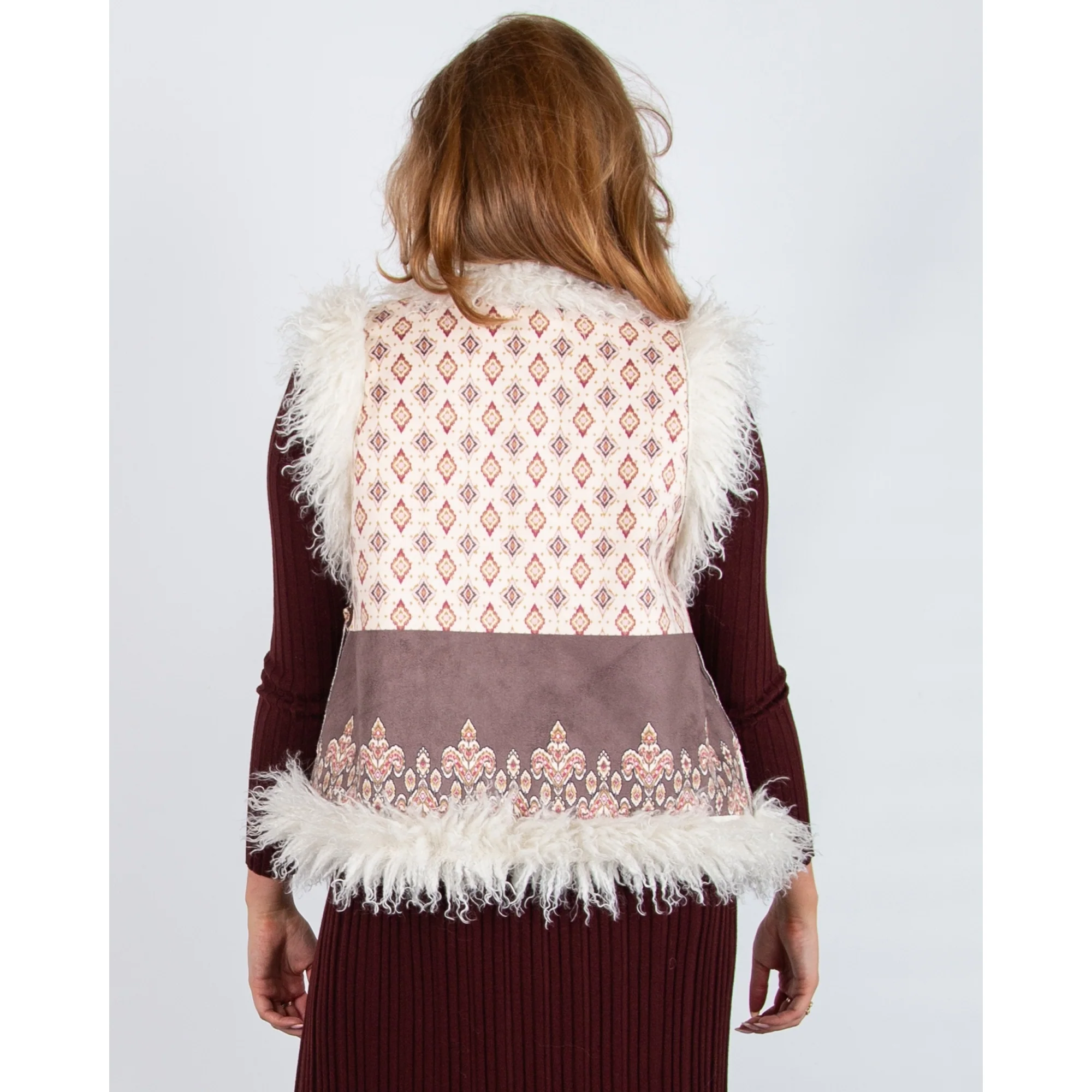 Charlotte Sparre Tibet Mongolian Reversible Shearling Gilet Cream - Image 5