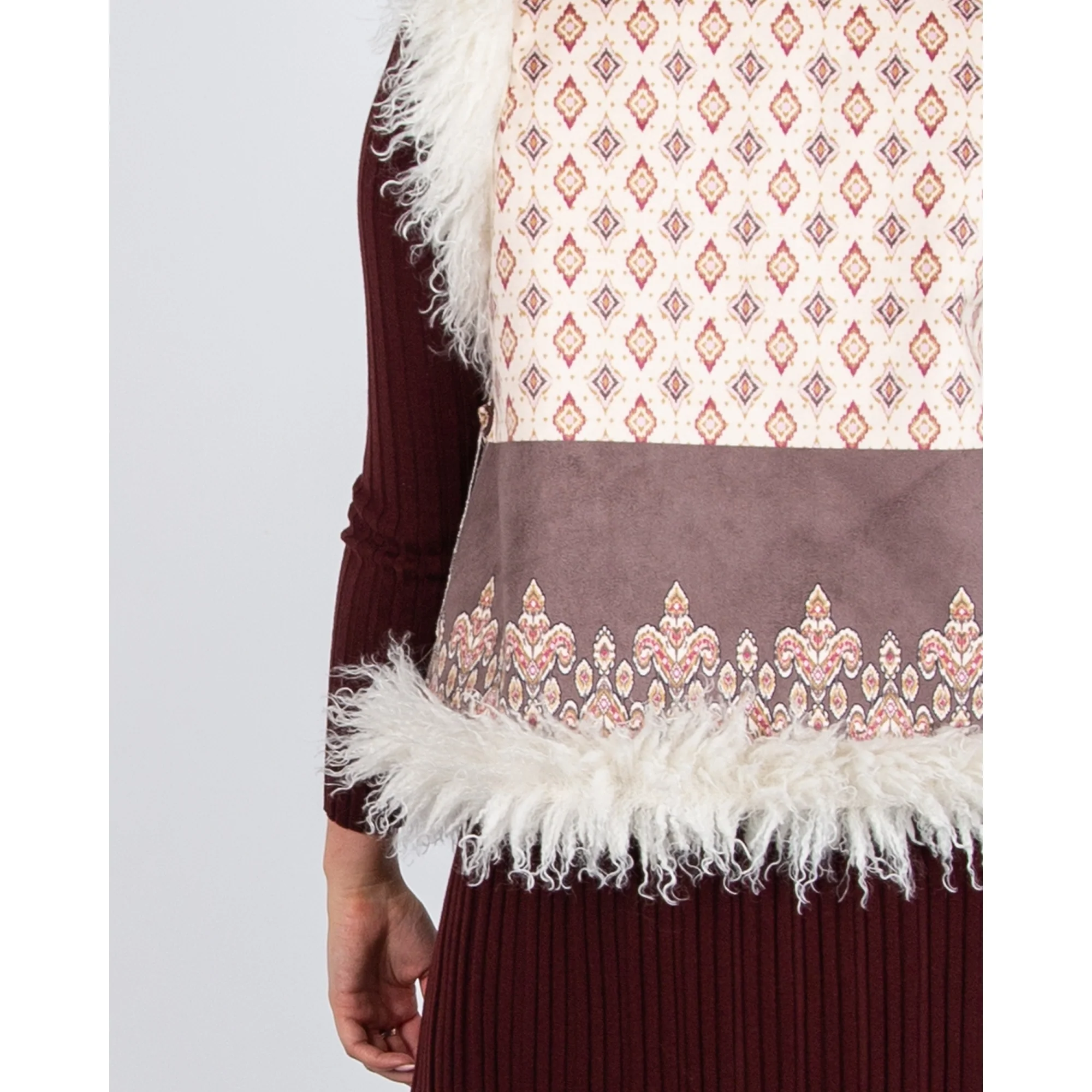 Charlotte Sparre Tibet Mongolian Reversible Shearling Gilet Cream - Image 6