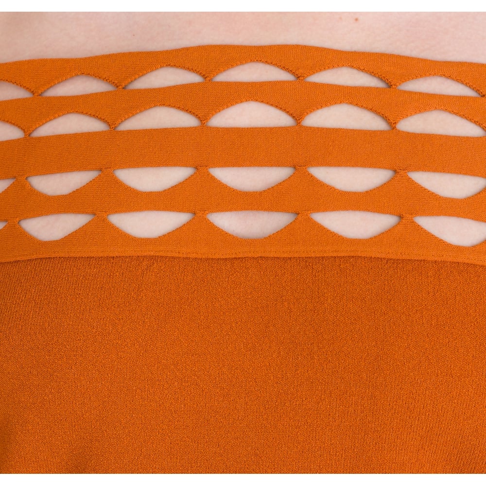 D.Exterior Off Shoulder Bardot Cut Out Jumper Burnt Orange - Image 4