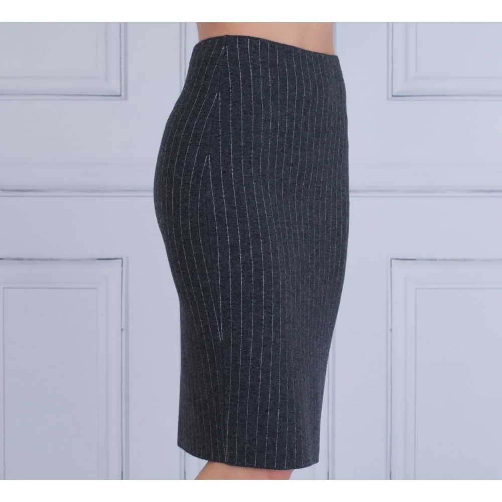D Exterior Pinstripe Pencil Skirt Grey - Image 4