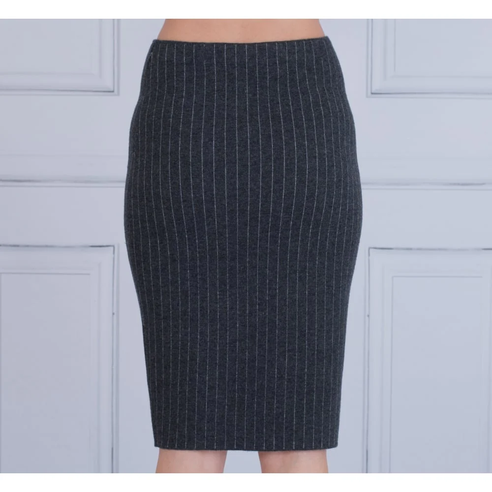 D Exterior Pinstripe Pencil Skirt Grey - Image 5