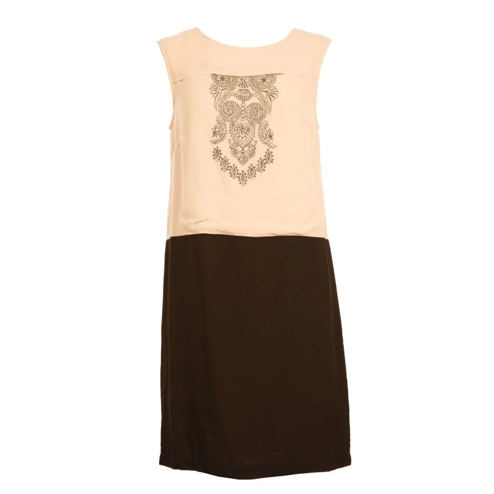 Day Birgir Et Mikkelsen Sleeveless Silk Embroidered Dress Nude/Black - Image 3