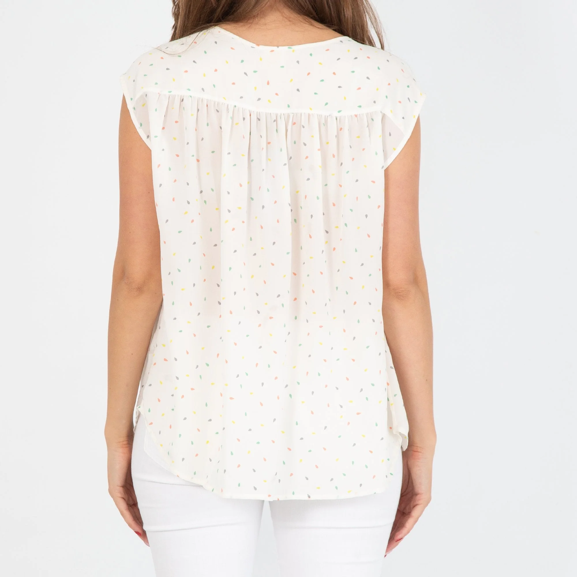 Des Petits Hauts Ondela Sleeveless Silk Print Blouse Cream - Image 3