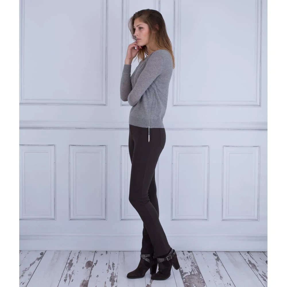 FFC Fine Knit Jumper With Side Zip Grey - Image 3