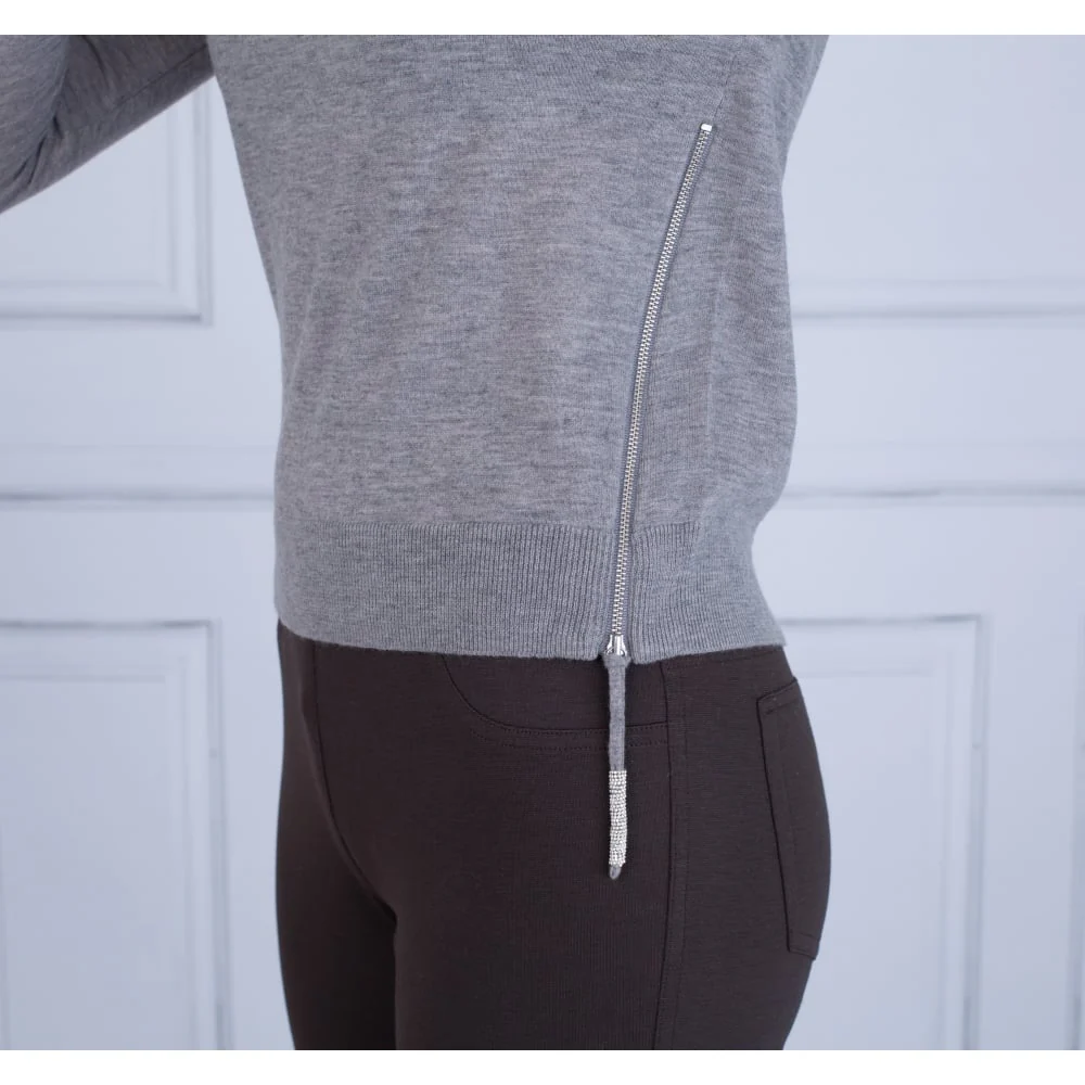 FFC Fine Knit Jumper With Side Zip Grey - Image 4