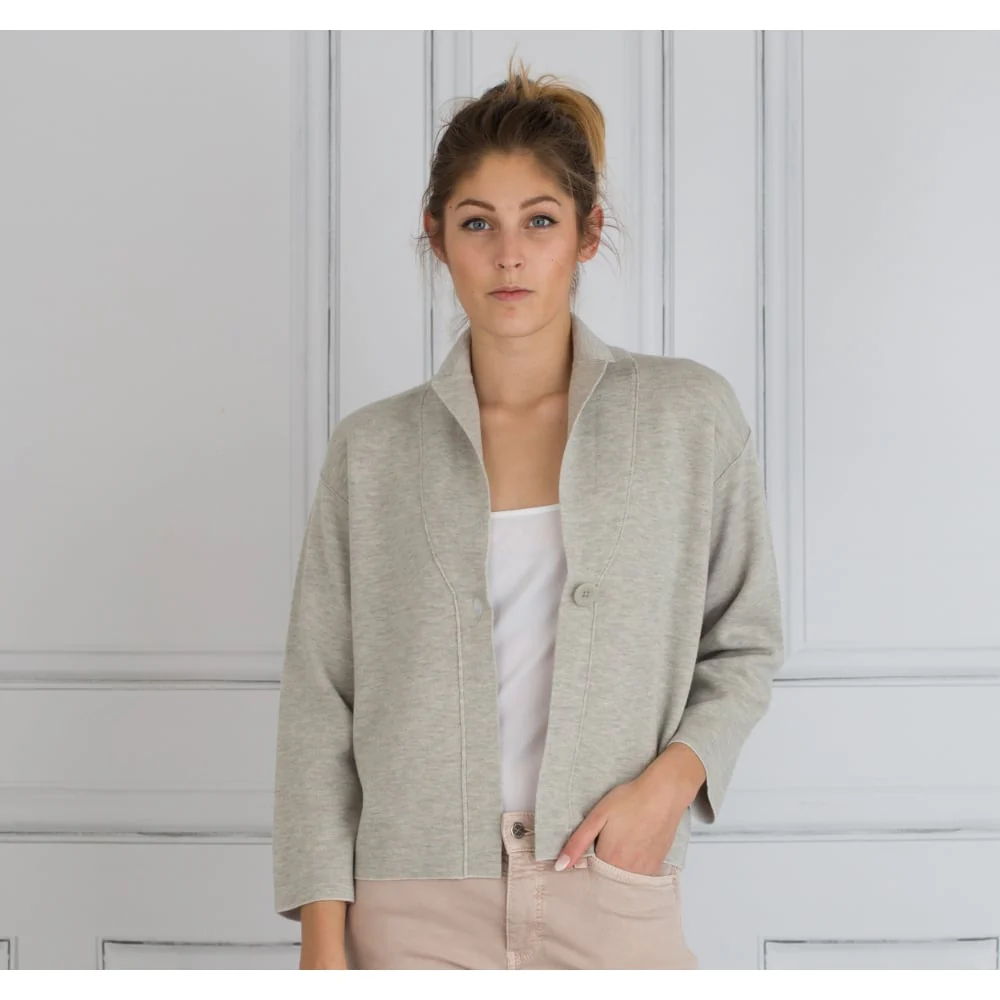 FFC One Button Marl Jacket With Stripe Lining Grey - Image 3