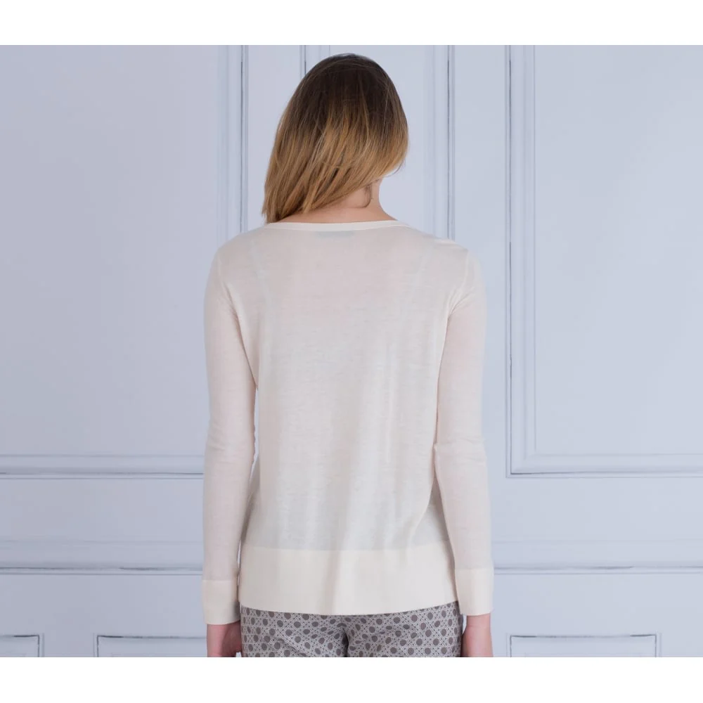 FFC Round Neck Fine Knit Side Split Jumper Champagne - Image 5