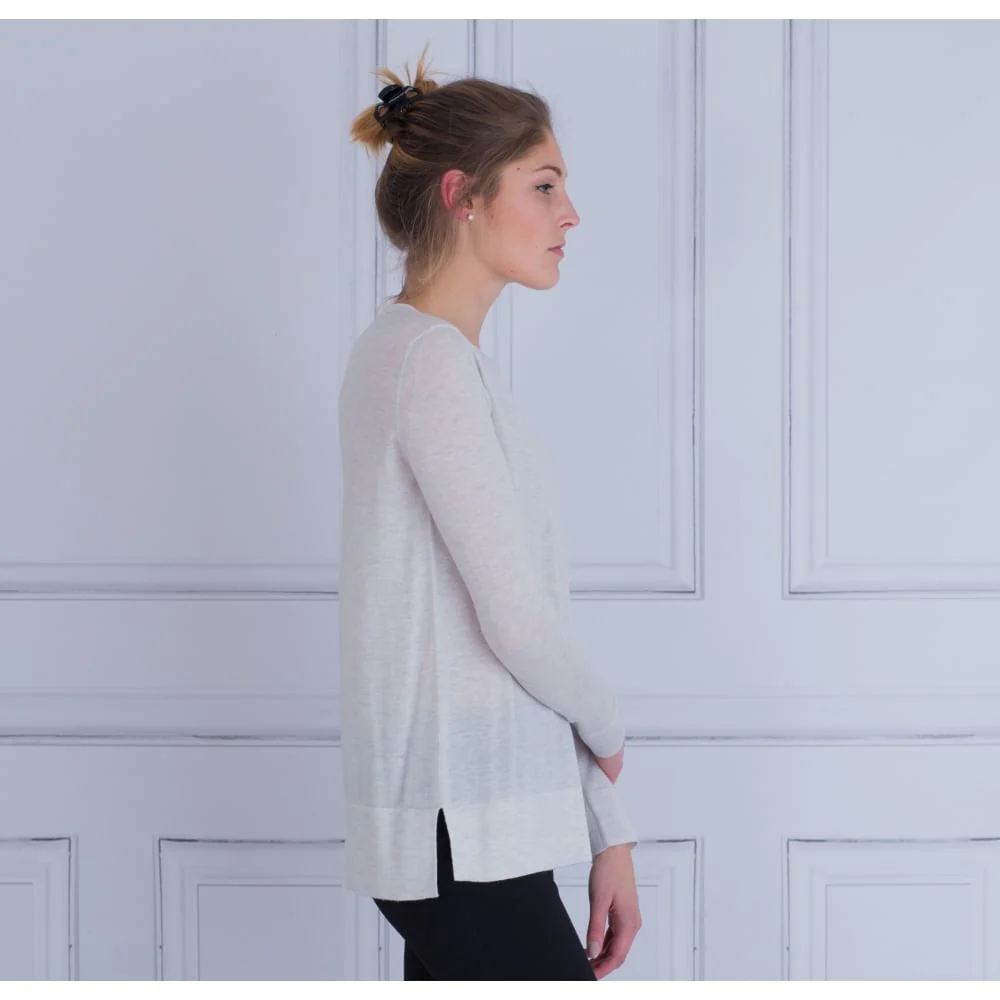 FFC Round Neck Fine Knit Side Split Jumper Ice - Image 4