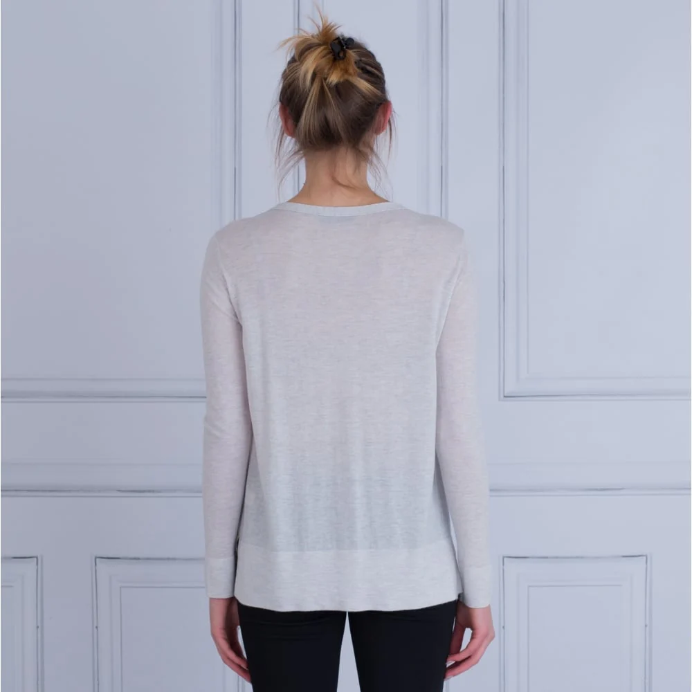 FFC Round Neck Fine Knit Side Split Jumper Ice - Image 5