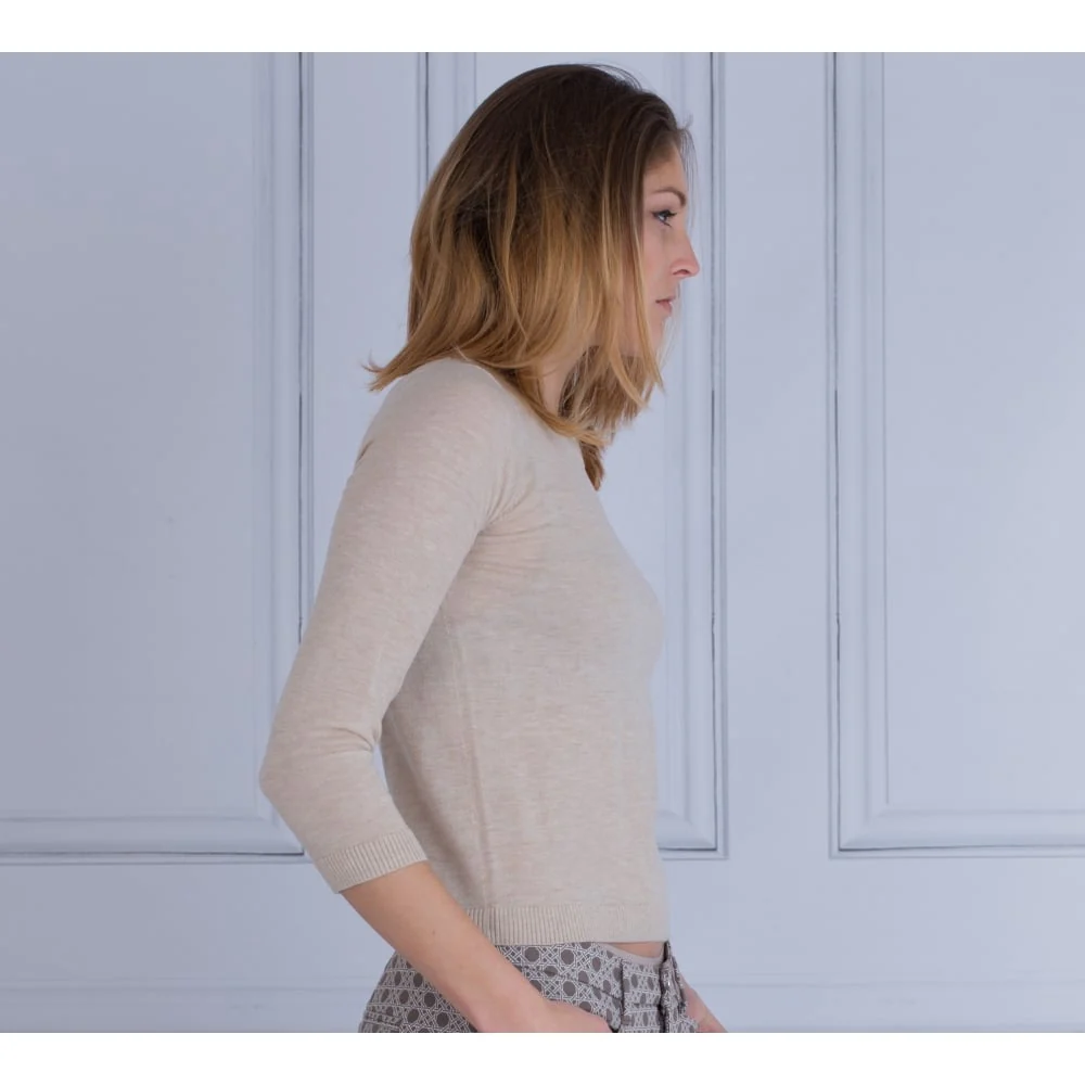 FFC Round Neck Short Bodied Jumper Beige - Image 4