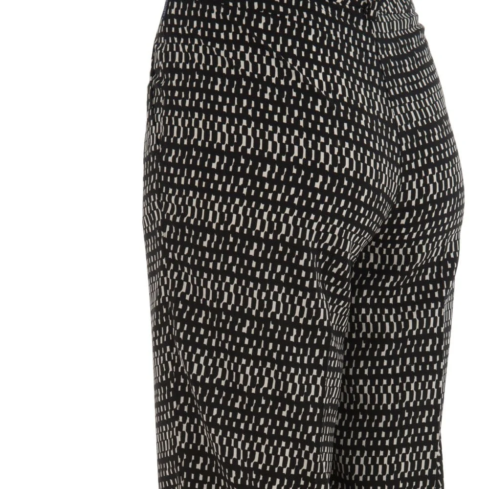 Gardeur Femi Easy Leg Printed Palazzo Pant With Drawstring Waist Black/Ecru - Image 4