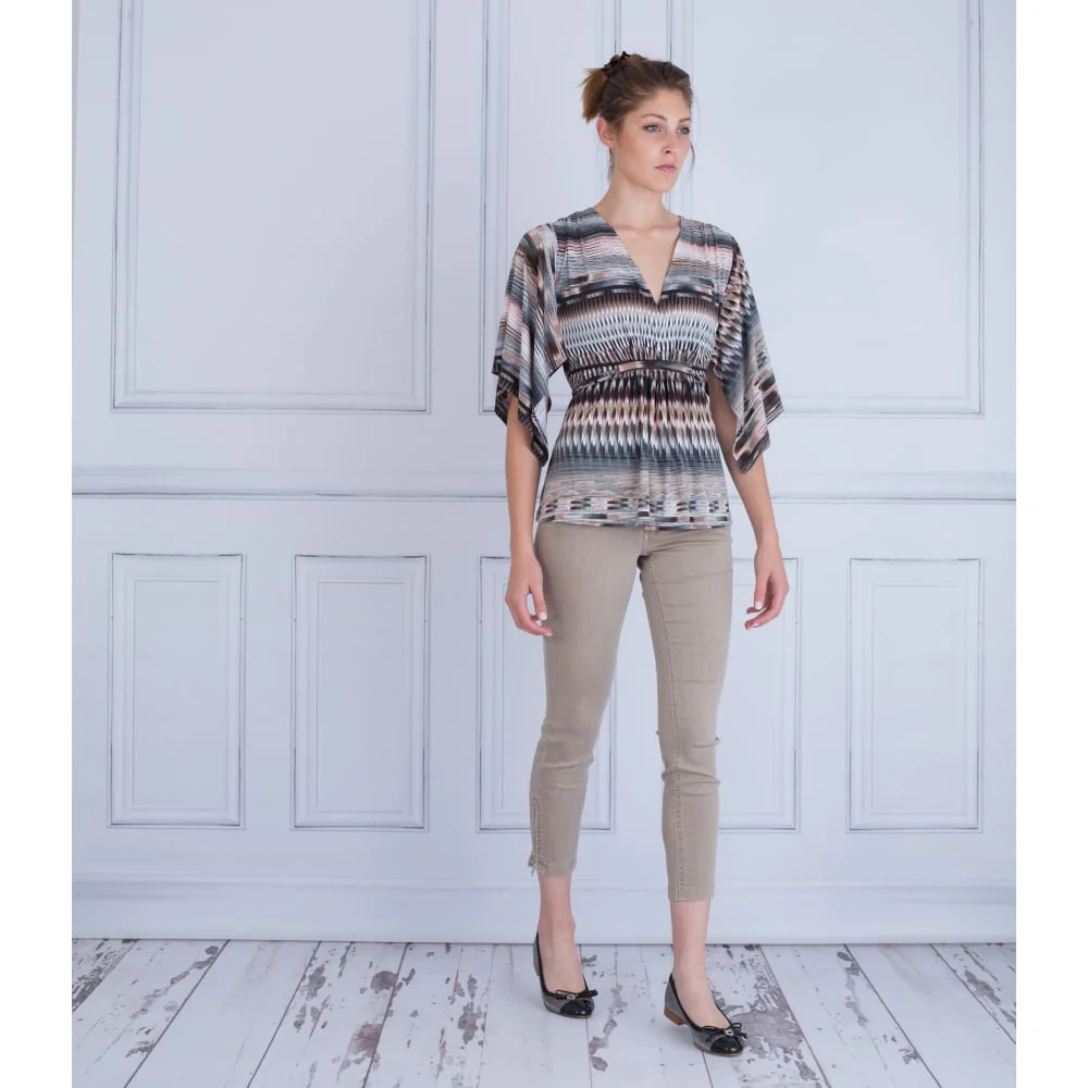 Ilse Jacobsen Bat Wing Paint Stroke Print Tie Top Multi - Image 3