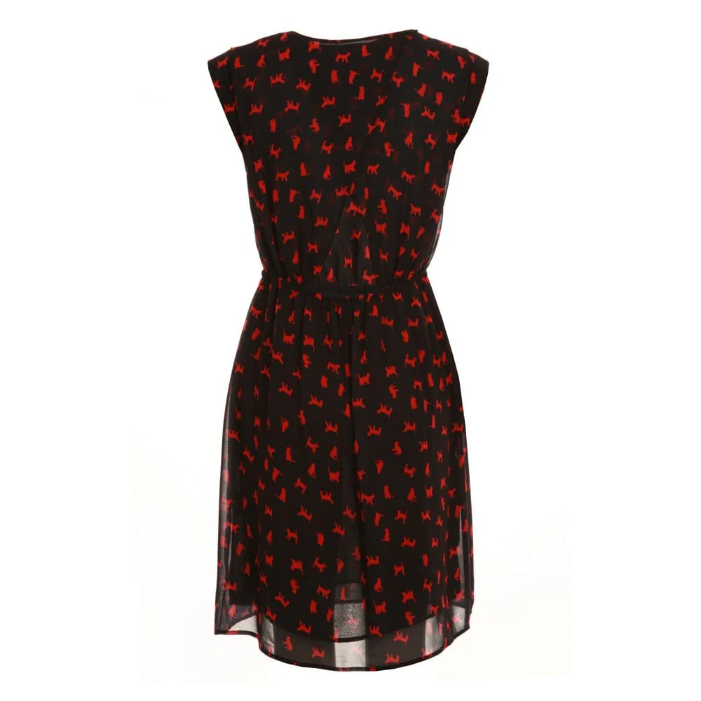 J S Heritage Animal Print Dress With Open Back Navy/Red - Image 4