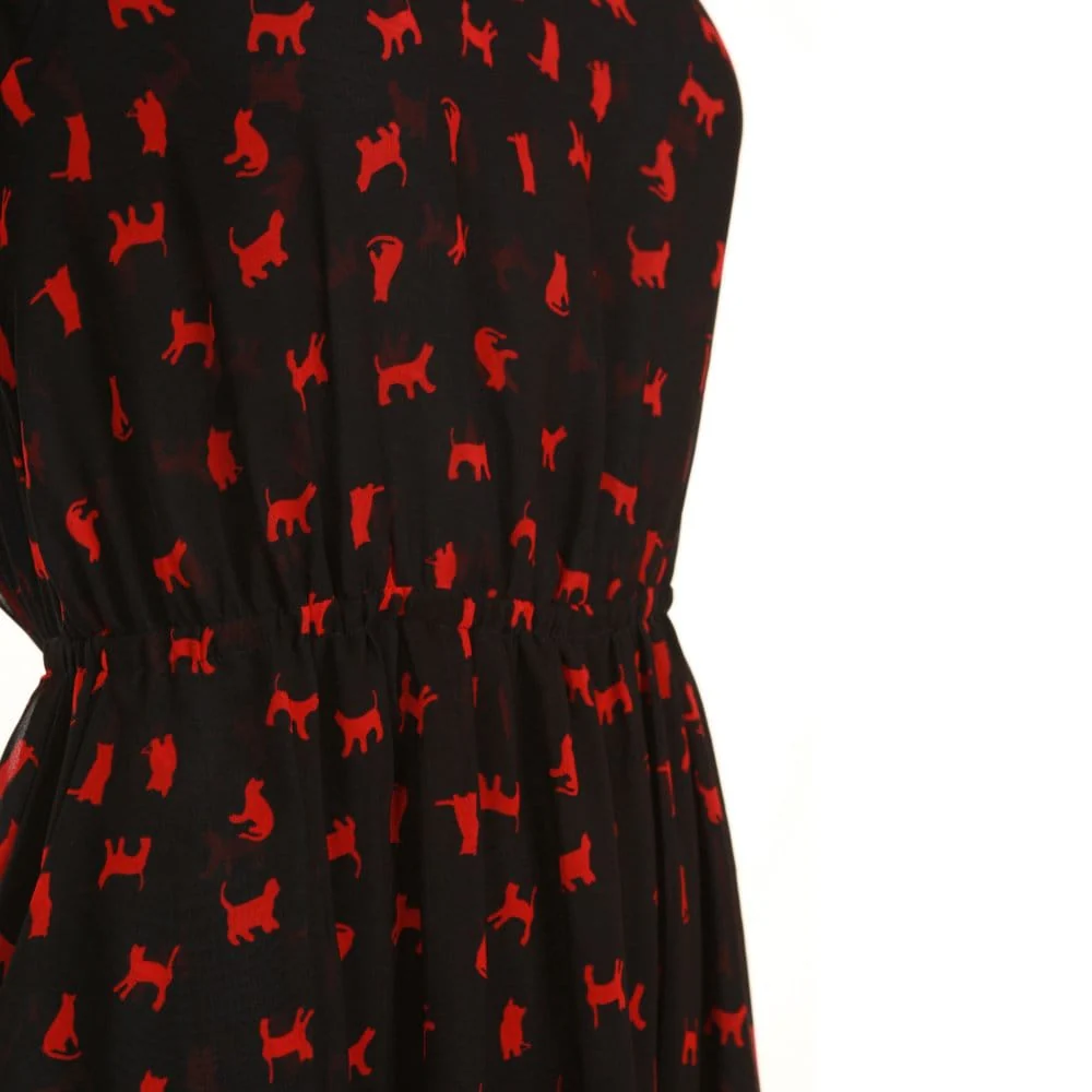 J S Heritage Animal Print Dress With Open Back Navy/Red - Image 5