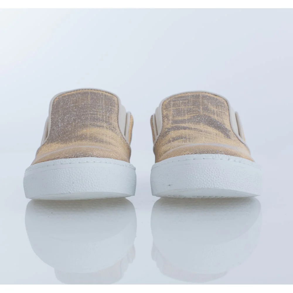 Lisa Kay Annie Glitter Slip On Loafer With White Sole Light Taupe - Image 3