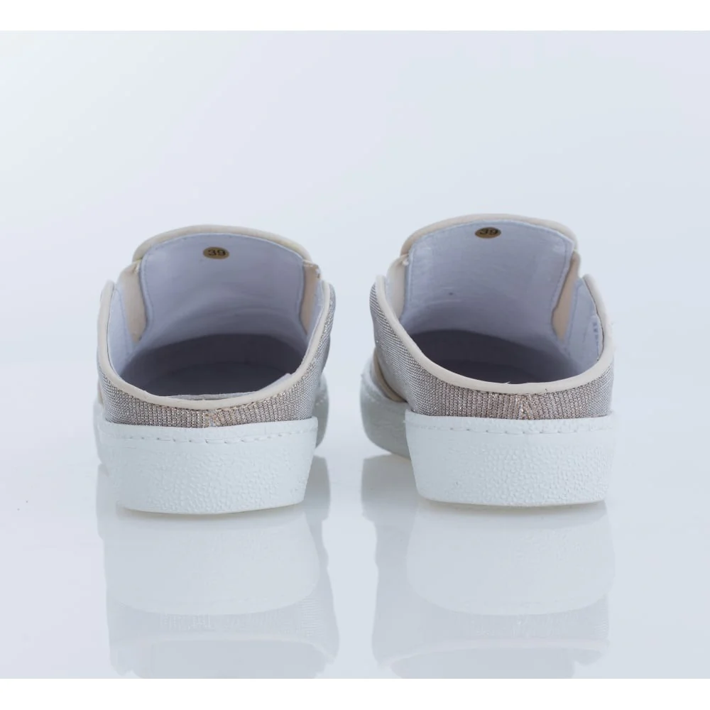 Lisa Kay Annie Glitter Slip On Loafer With White Sole Light Taupe - Image 5