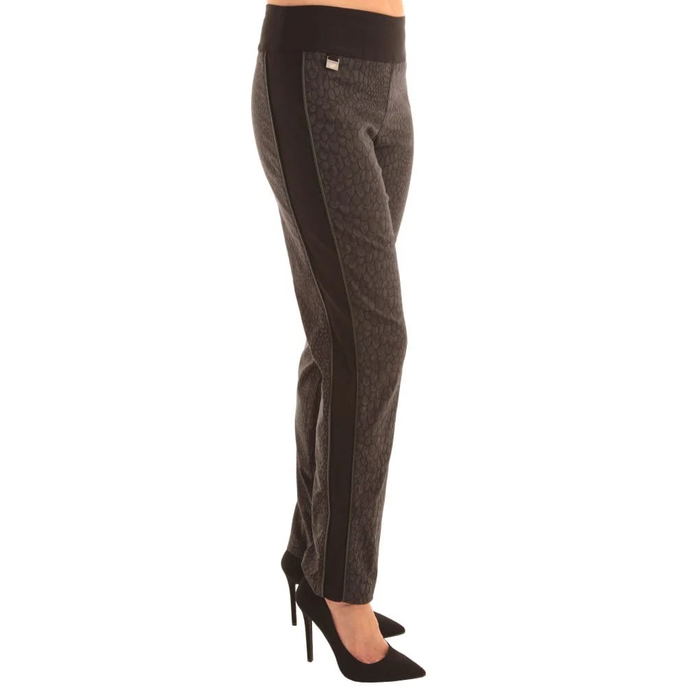 Lisette Scale Print Narrow Pant With Side Pipe Black - Image 3