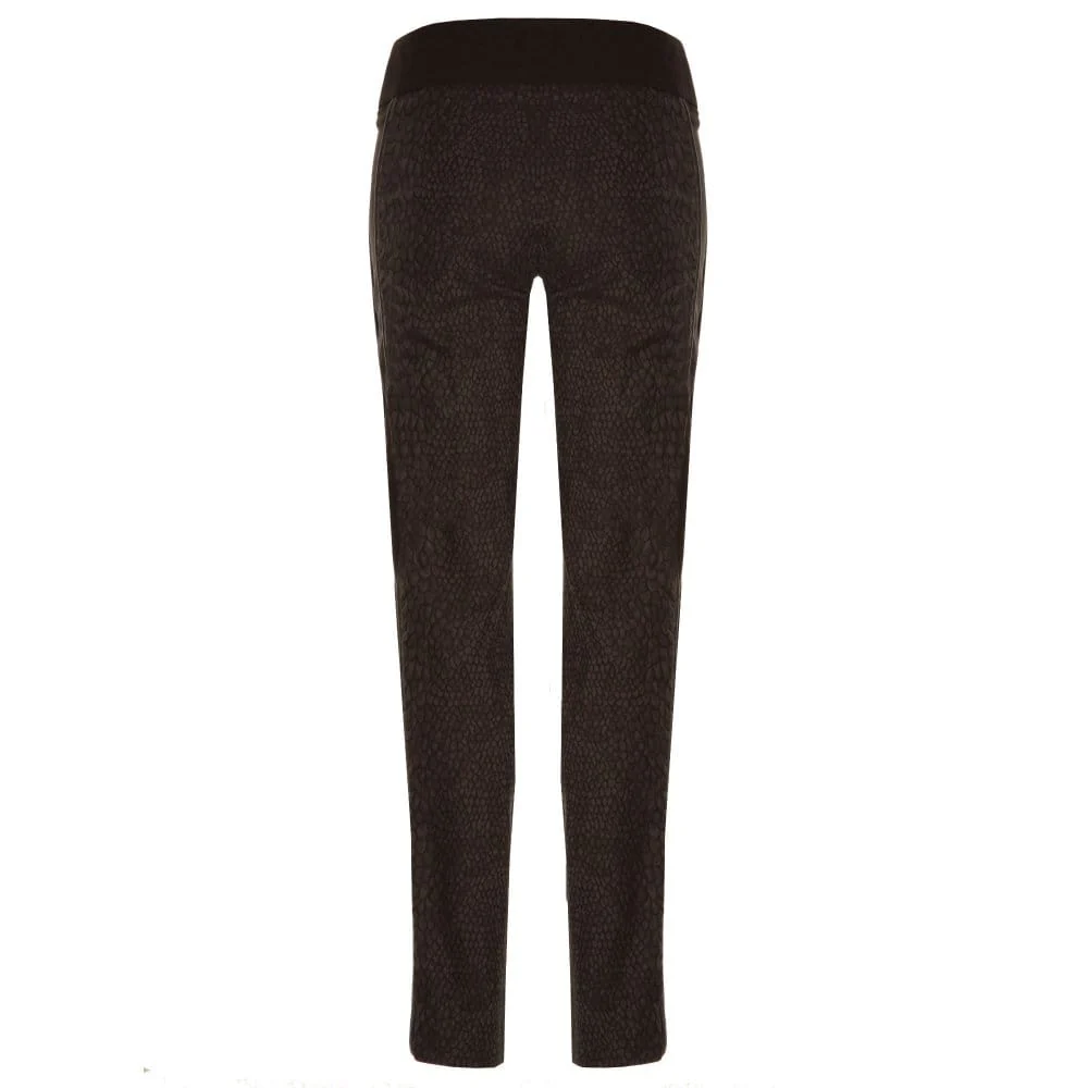 Lisette Scale Print Narrow Pant With Side Pipe Black - Image 5