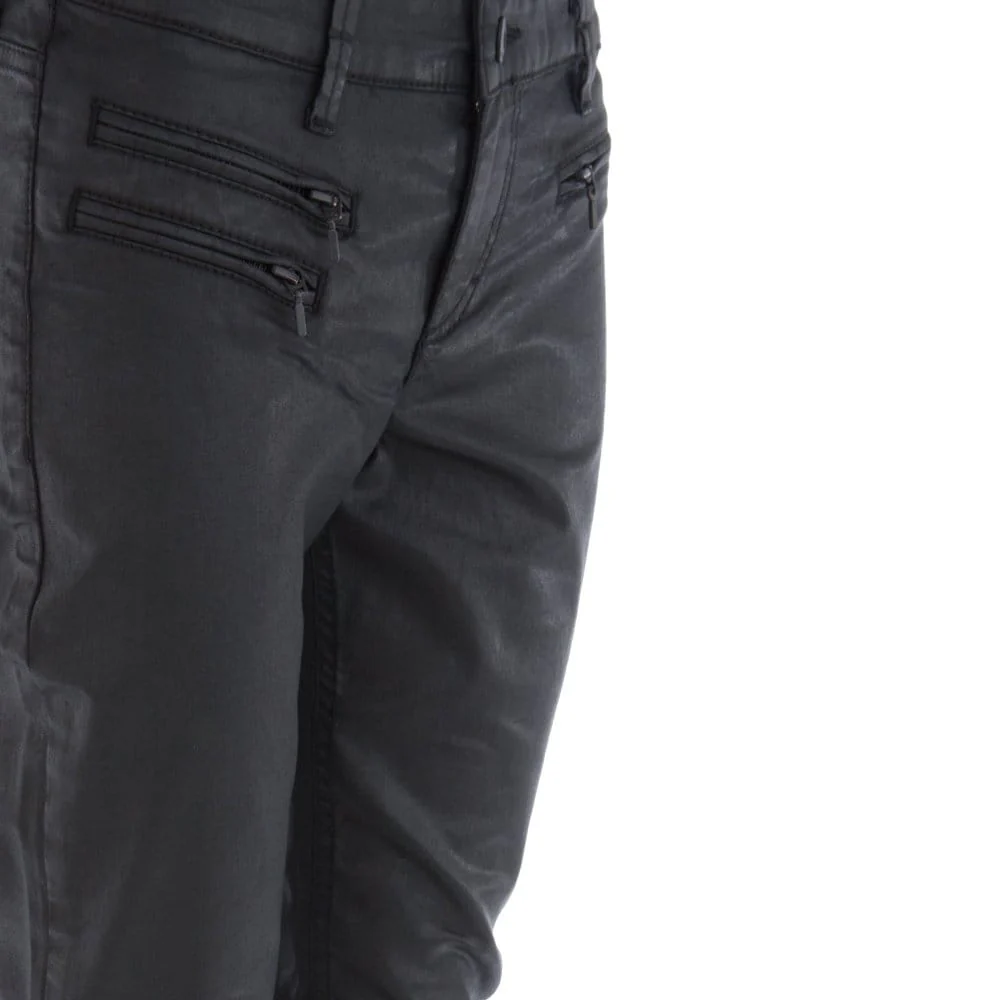 Mac Triple Zip Waxed Jeans With Cotton Stretch Black 32L - Image 4