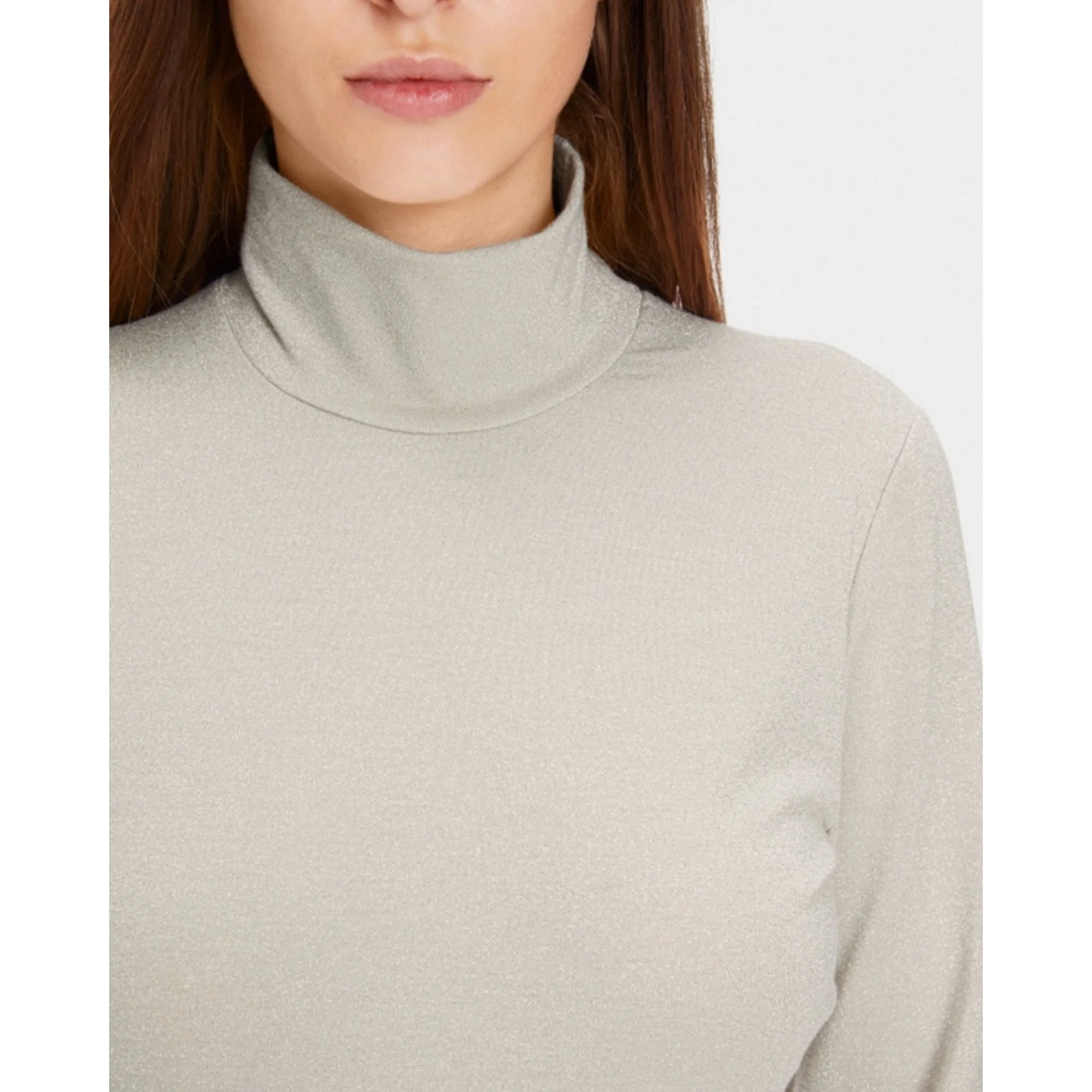 Marc Cain Lurex Roll Neck Top Stone 182 - Image 4