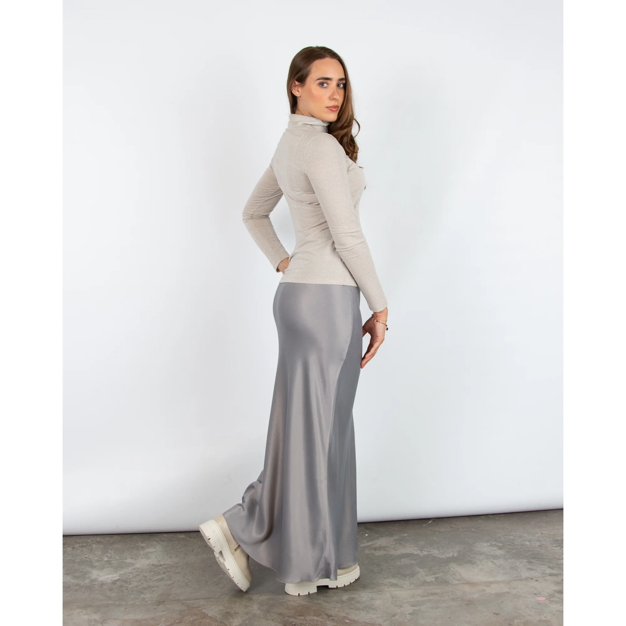 Marc Cain Lurex Roll Neck Top Stone 182 - Image 5