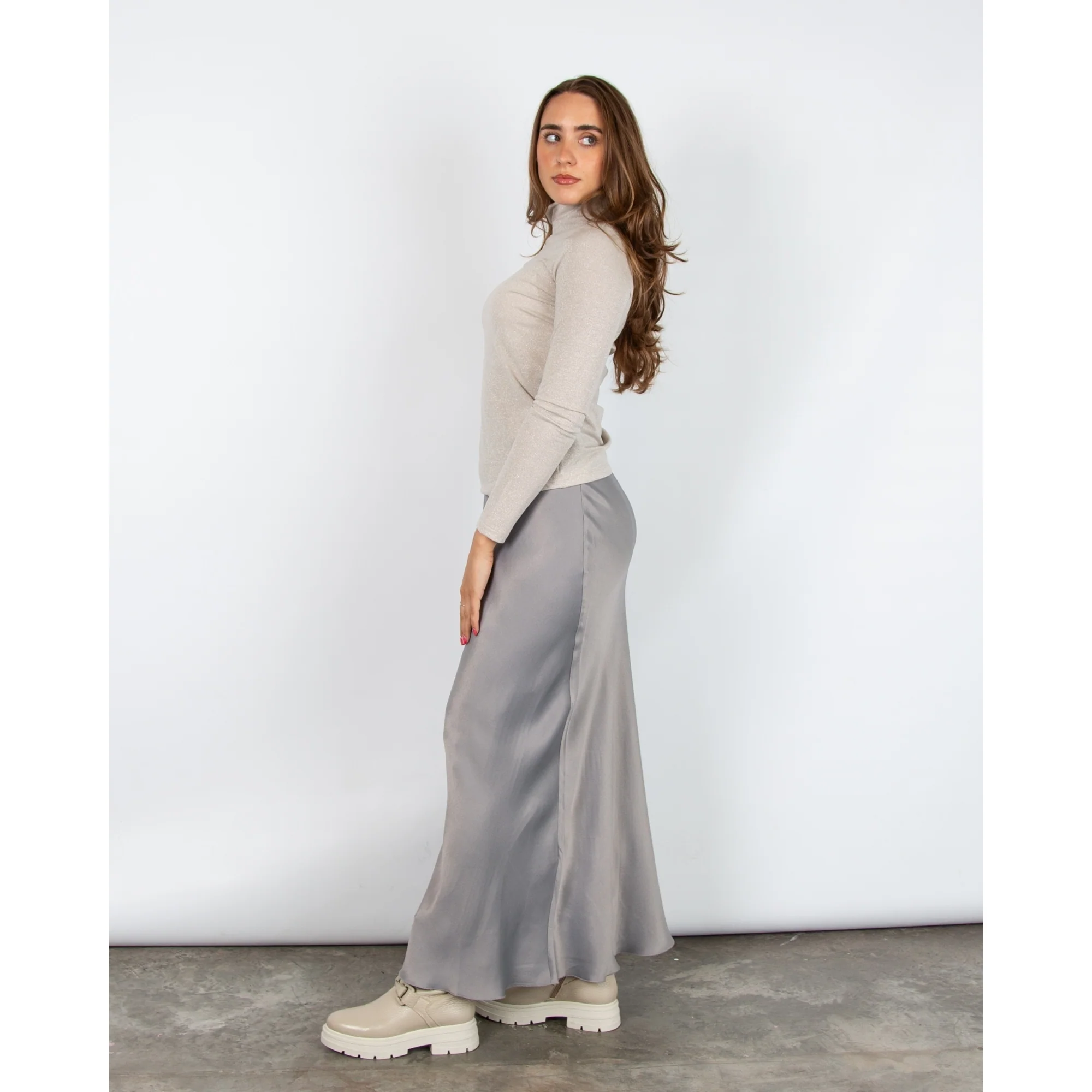 Marc Cain Lurex Roll Neck Top Stone 182 - Image 6