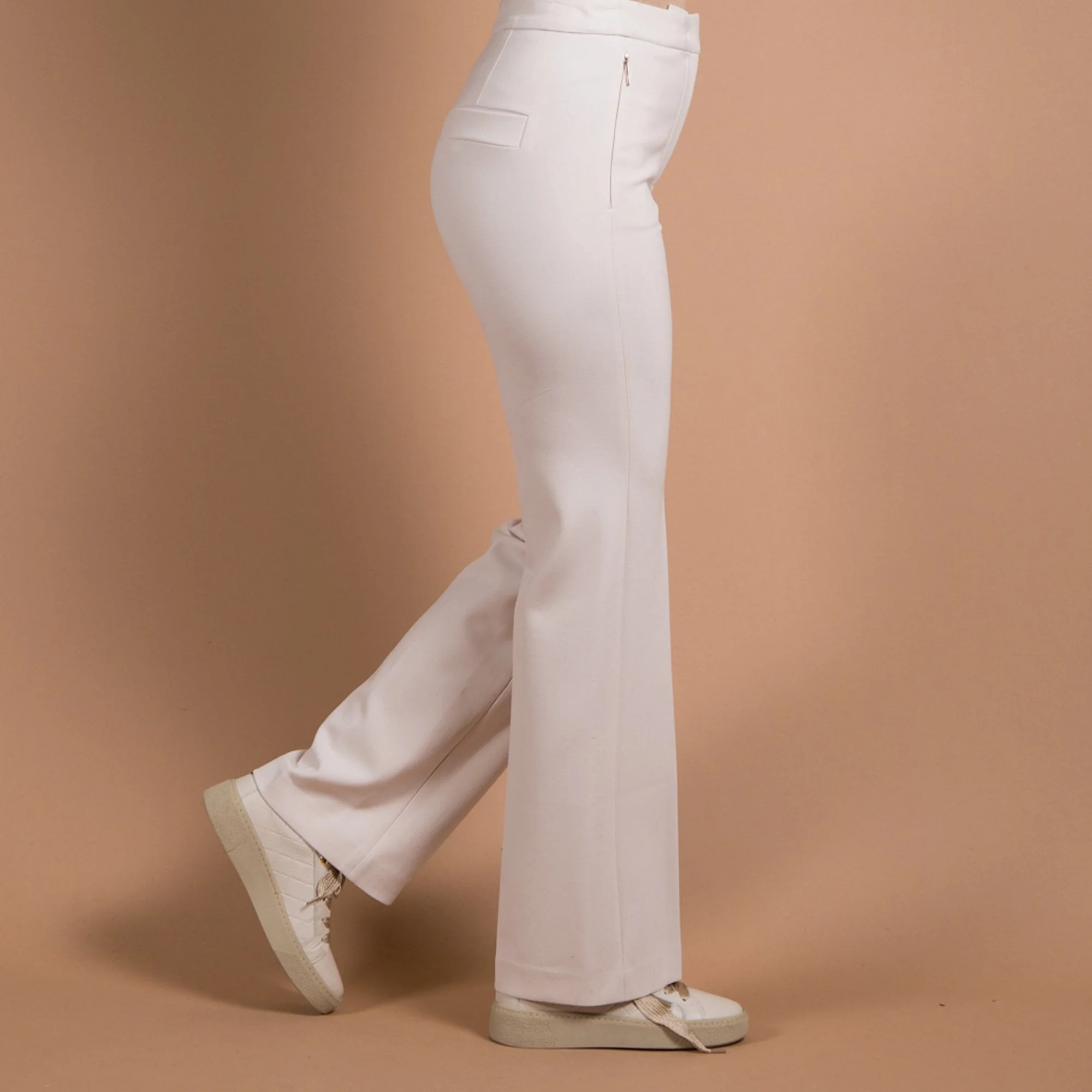 Marc Cain Smart Wide Leg Tailored Trouser Ivory - Image 4