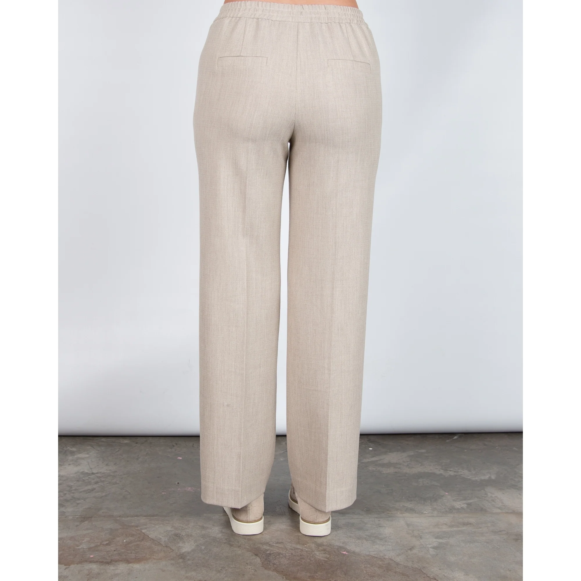 Marc Cain Washington Woven Structure Wide Leg Trouser Oatmeal 616 - Image 6