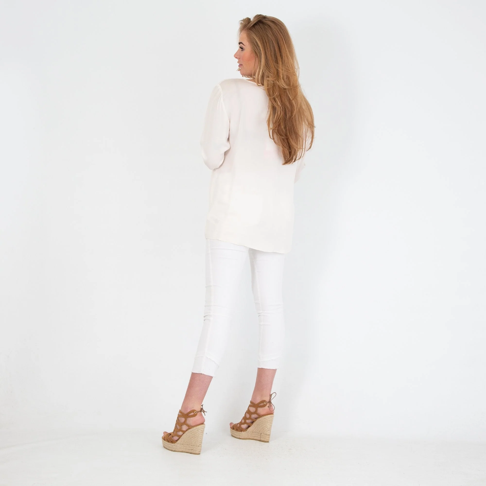 Michael Kors Long Sleeve Blouse With Stud Front Detail White - Image 3