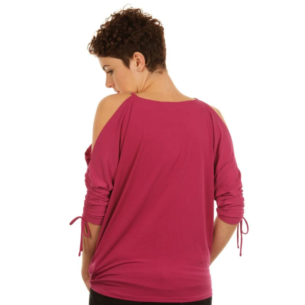 Michael Kors Ruched Sleeve Bat Wing Top Peony - Image 3