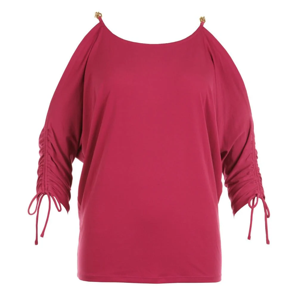 Michael Kors Ruched Sleeve Bat Wing Top Peony - Image 4