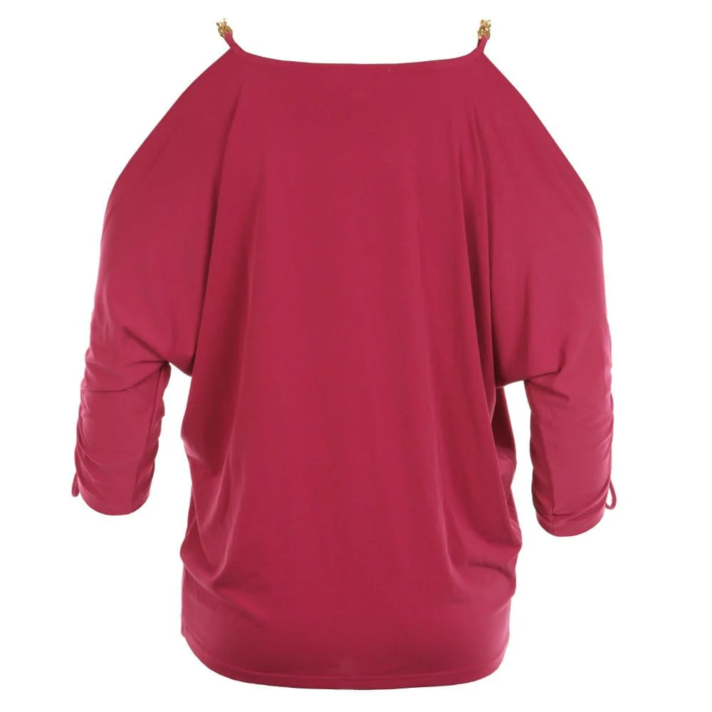 Michael Kors Ruched Sleeve Bat Wing Top Peony - Image 5