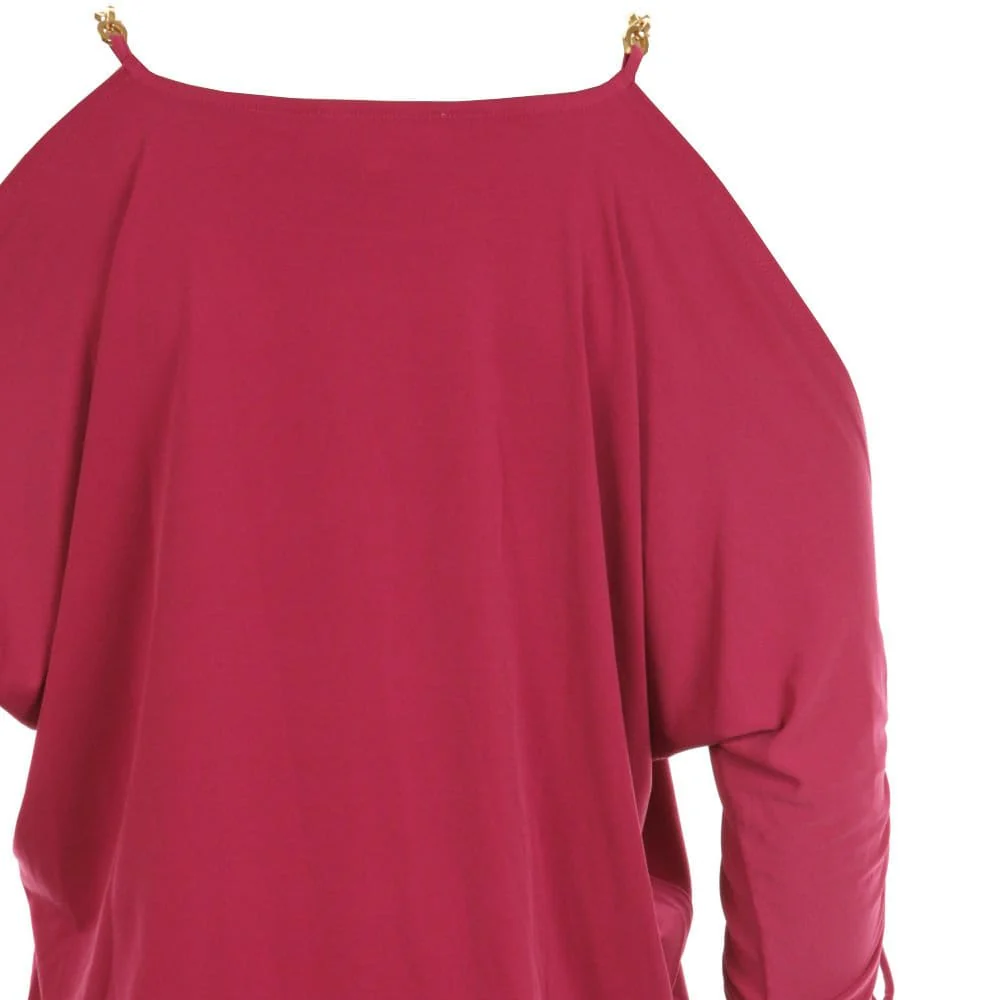 Michael Kors Ruched Sleeve Bat Wing Top Peony - Image 7