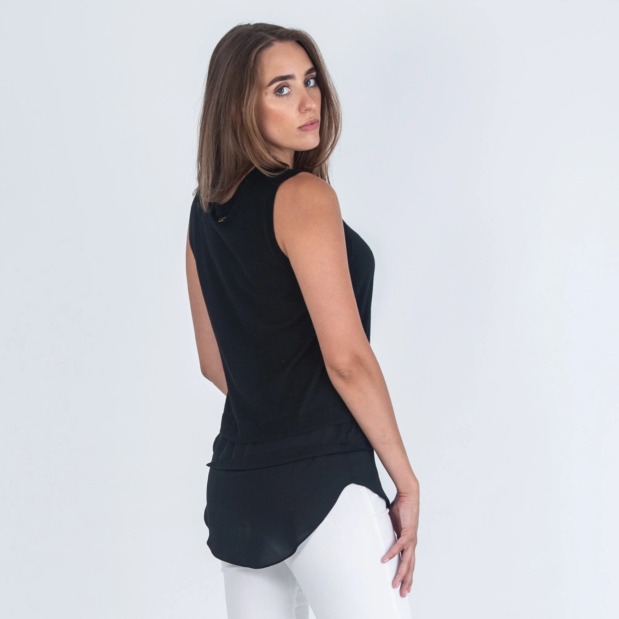 Michael Kors Sleeveless Knit Top With Fabric Hem Black - Image 3