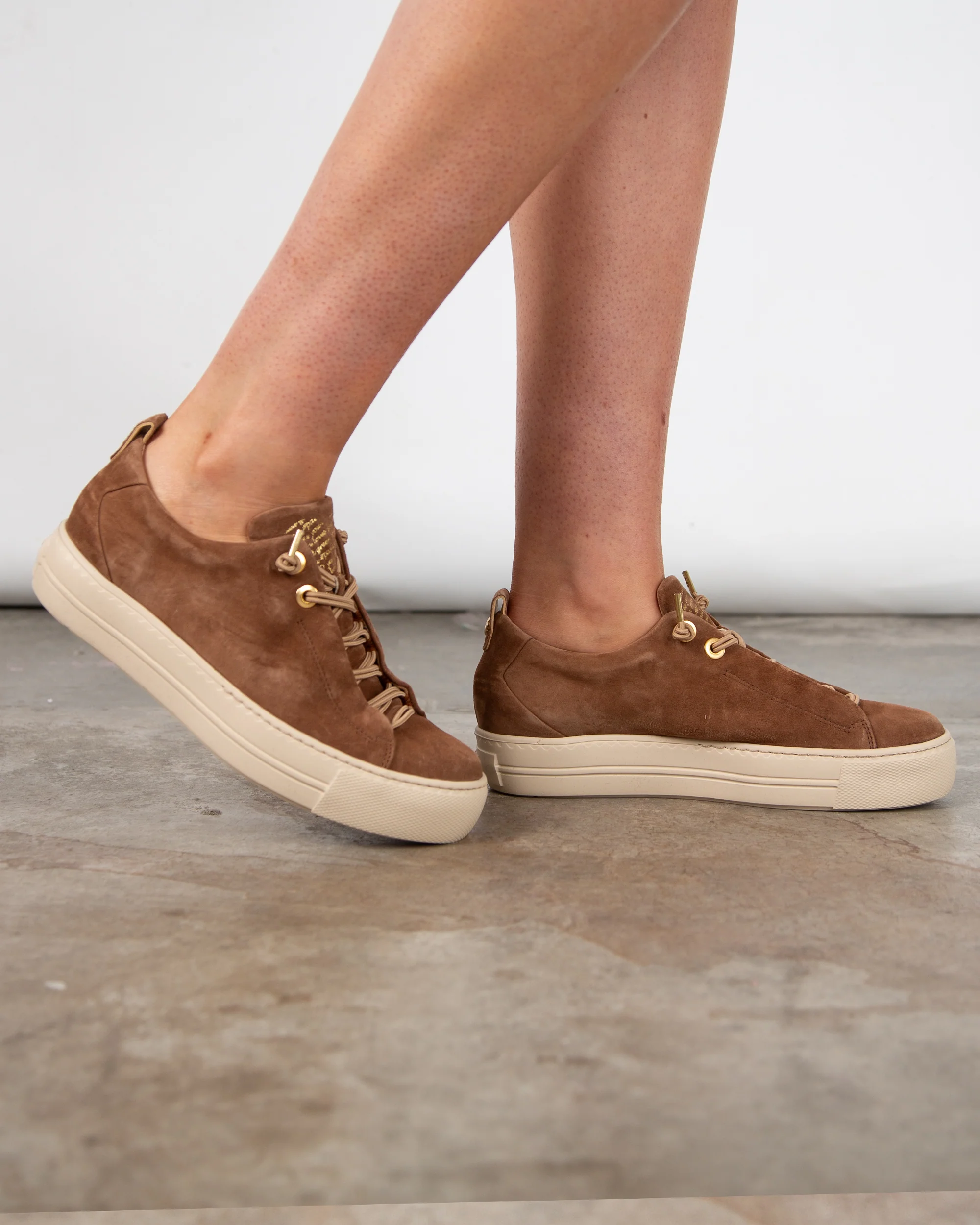 Paul Green Nubuck Suede Pull On Sneakers Camel - Image 3