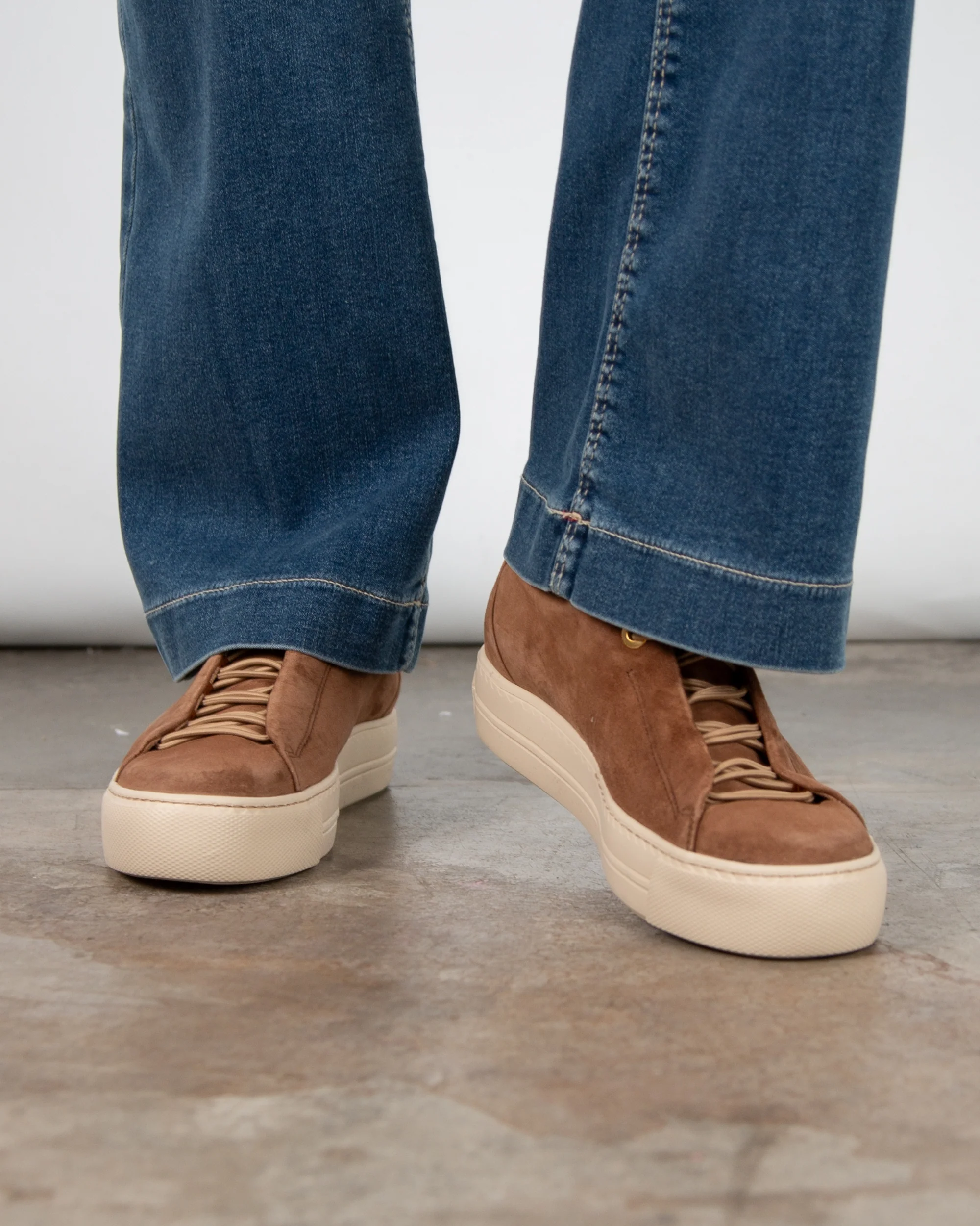 Paul Green Nubuck Suede Pull On Sneakers Camel - Image 5
