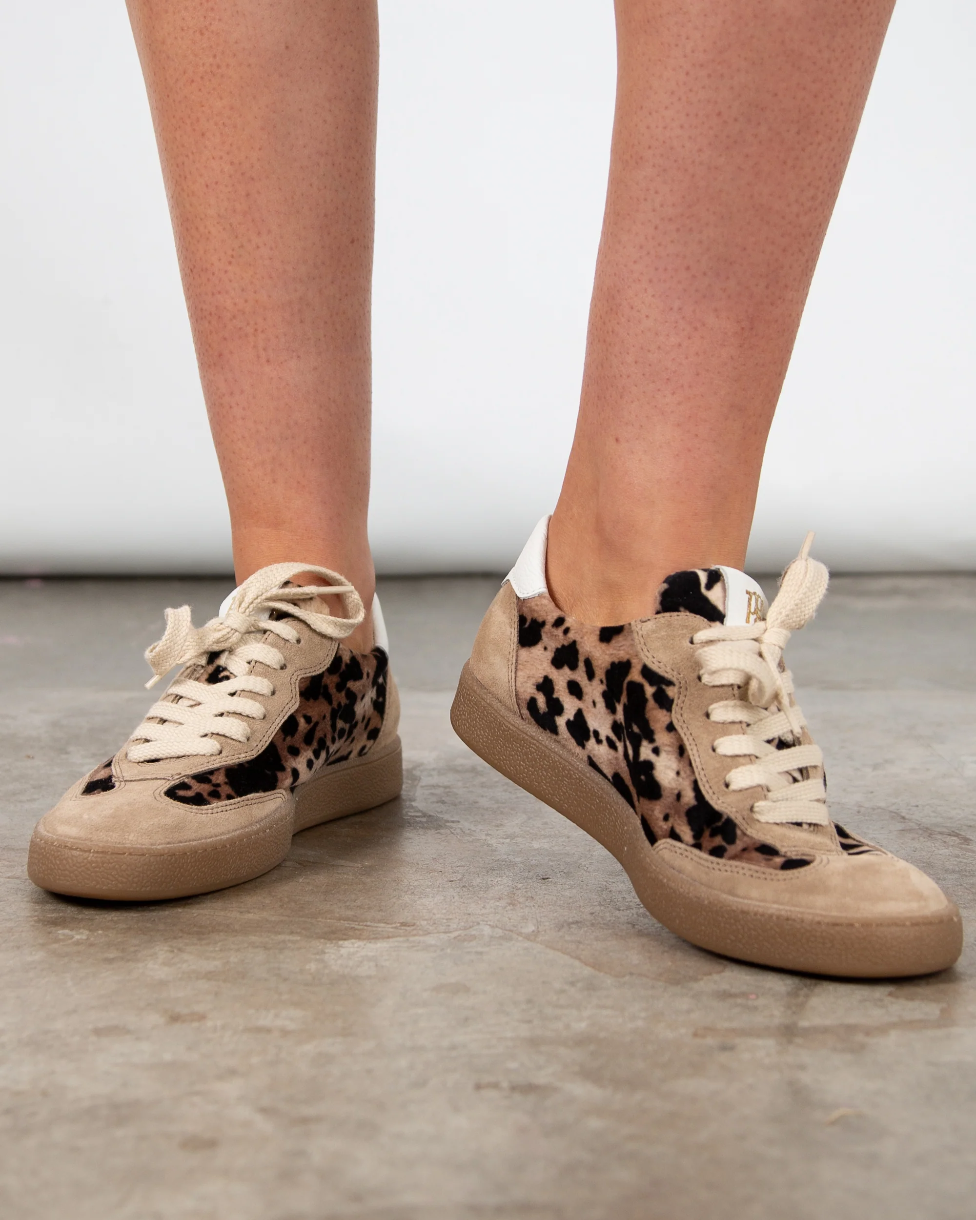 Paul Green Animal and Suede Mix Trainers Sand - Image 4