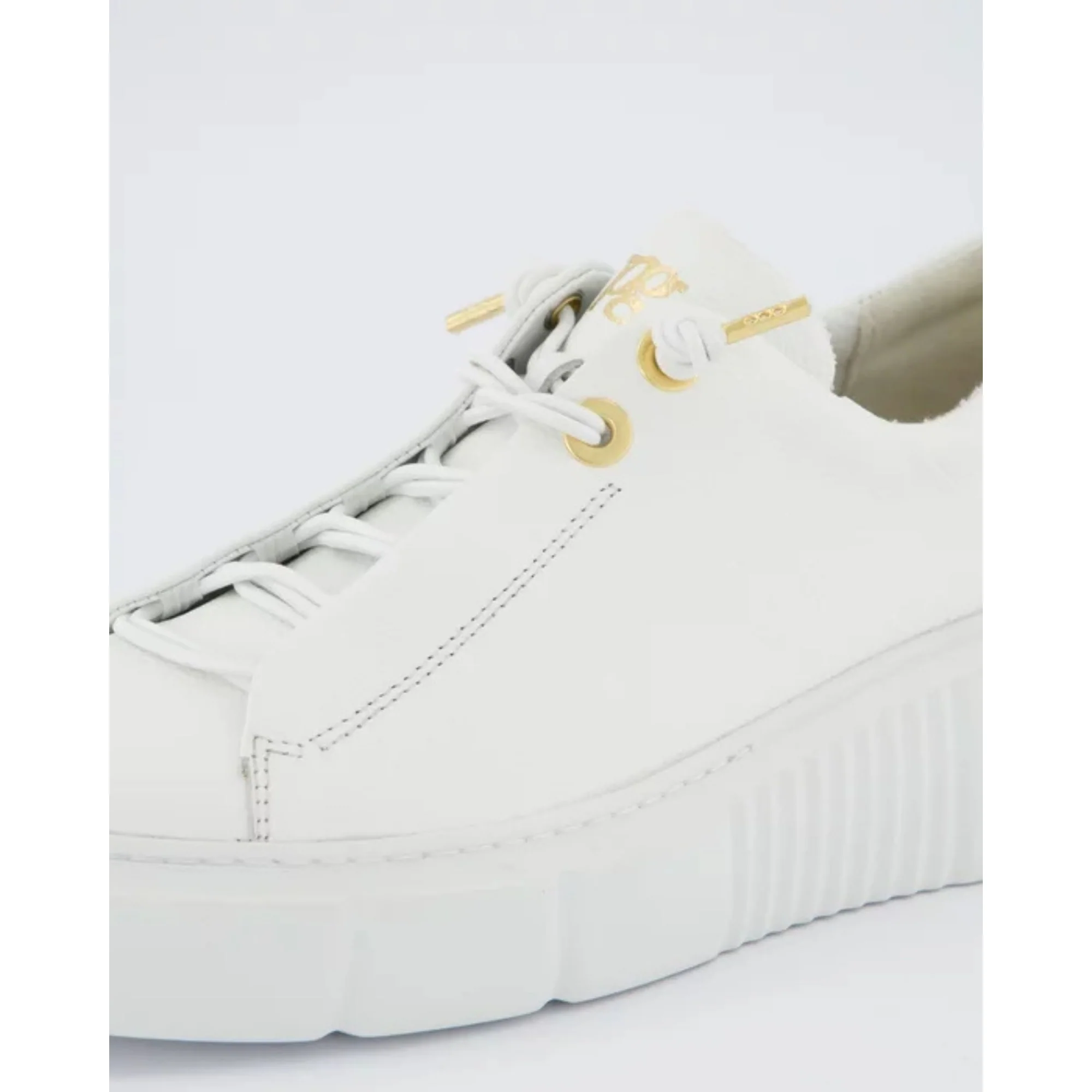 Paul Green Grained Leather Pull On Flatform Sneaker White - Image 4