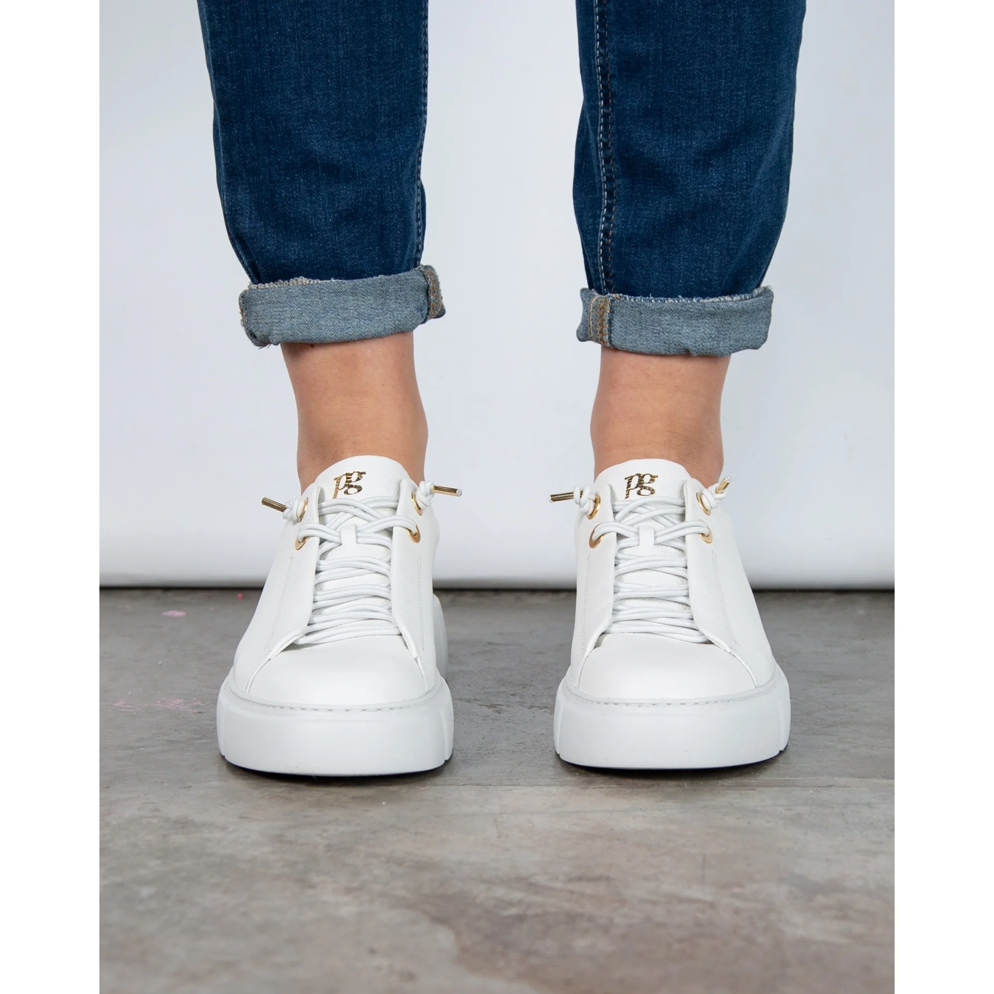 Paul Green Grained Leather Pull On Flatform Sneaker White - Image 6