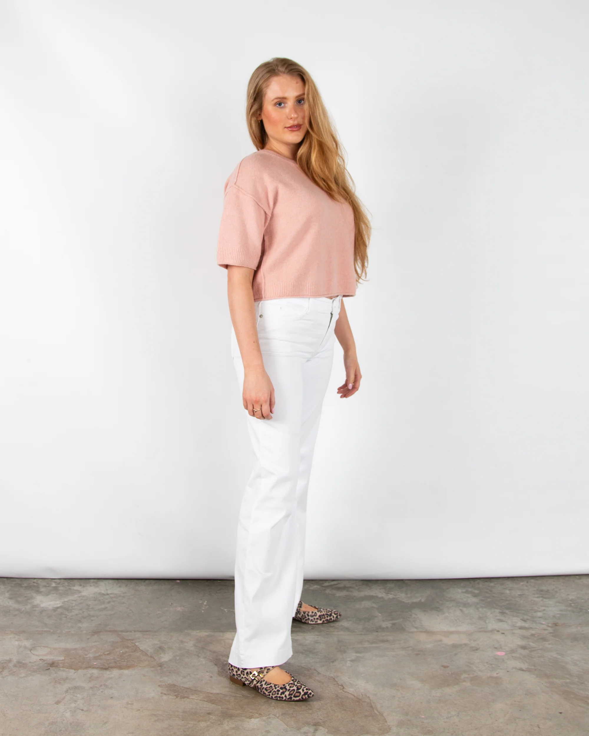 Paul Green Pointed Velvety Leather Ballerina Pumps With Straps Leopard - Image 3